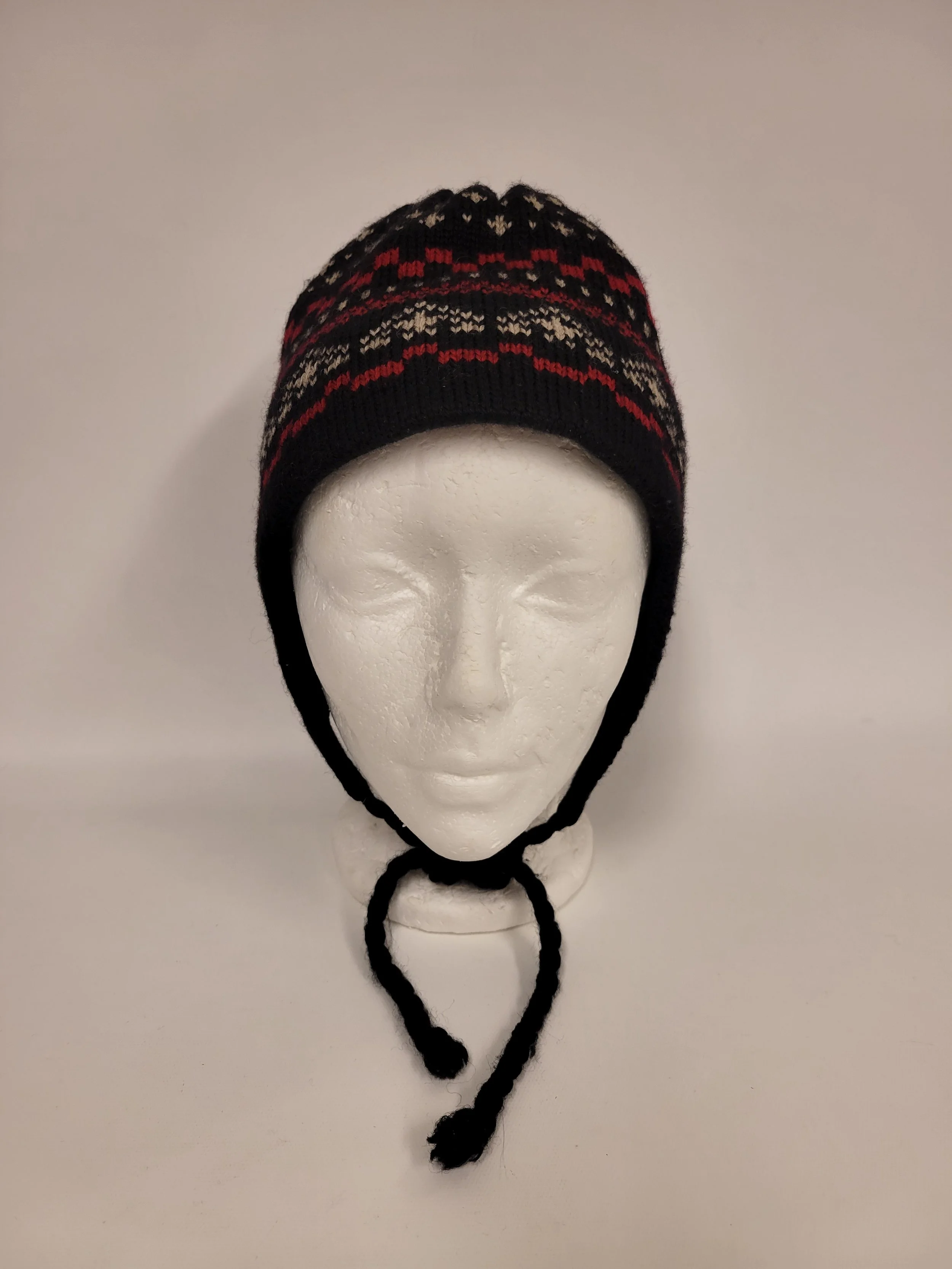 Tuque noire à motif, 100% laine, Kapricorn