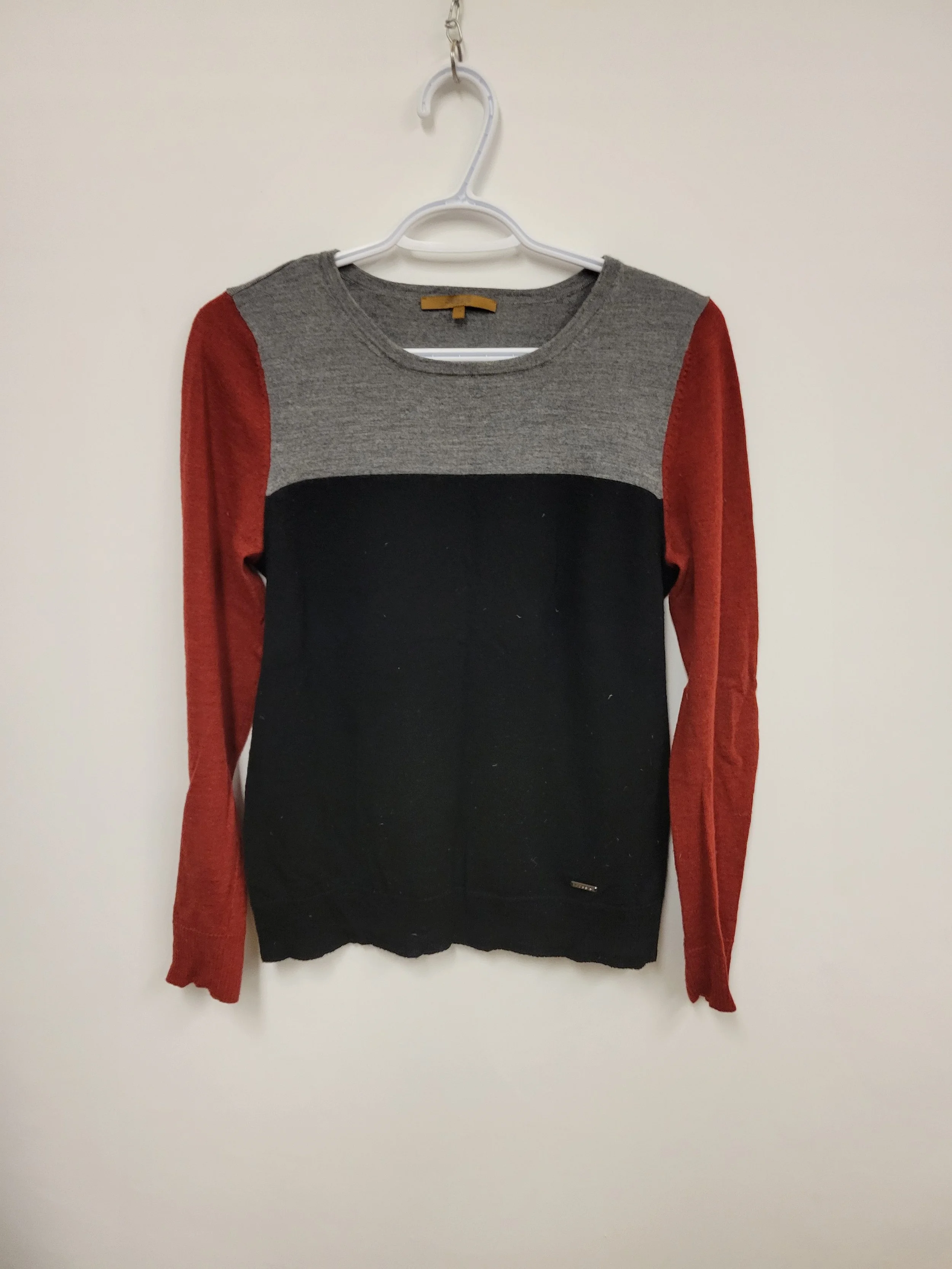 Chandail à manches longues en laine merinos, Cassis, M