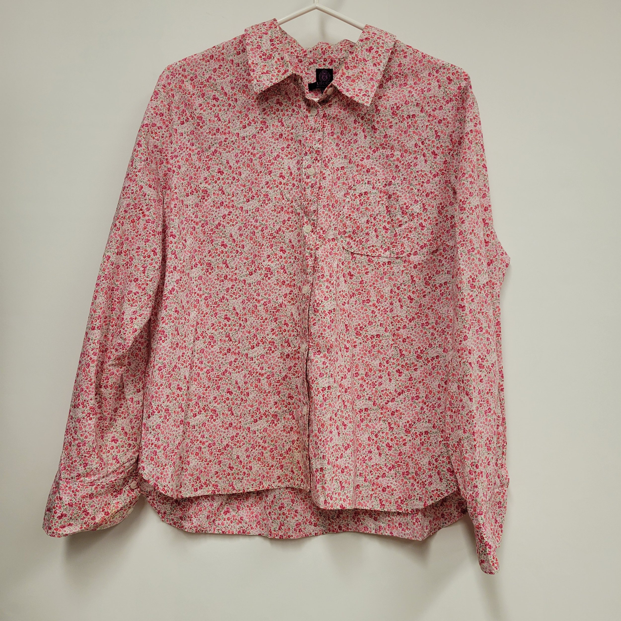Chemise fleurie blanc et rose, Liberty, XL