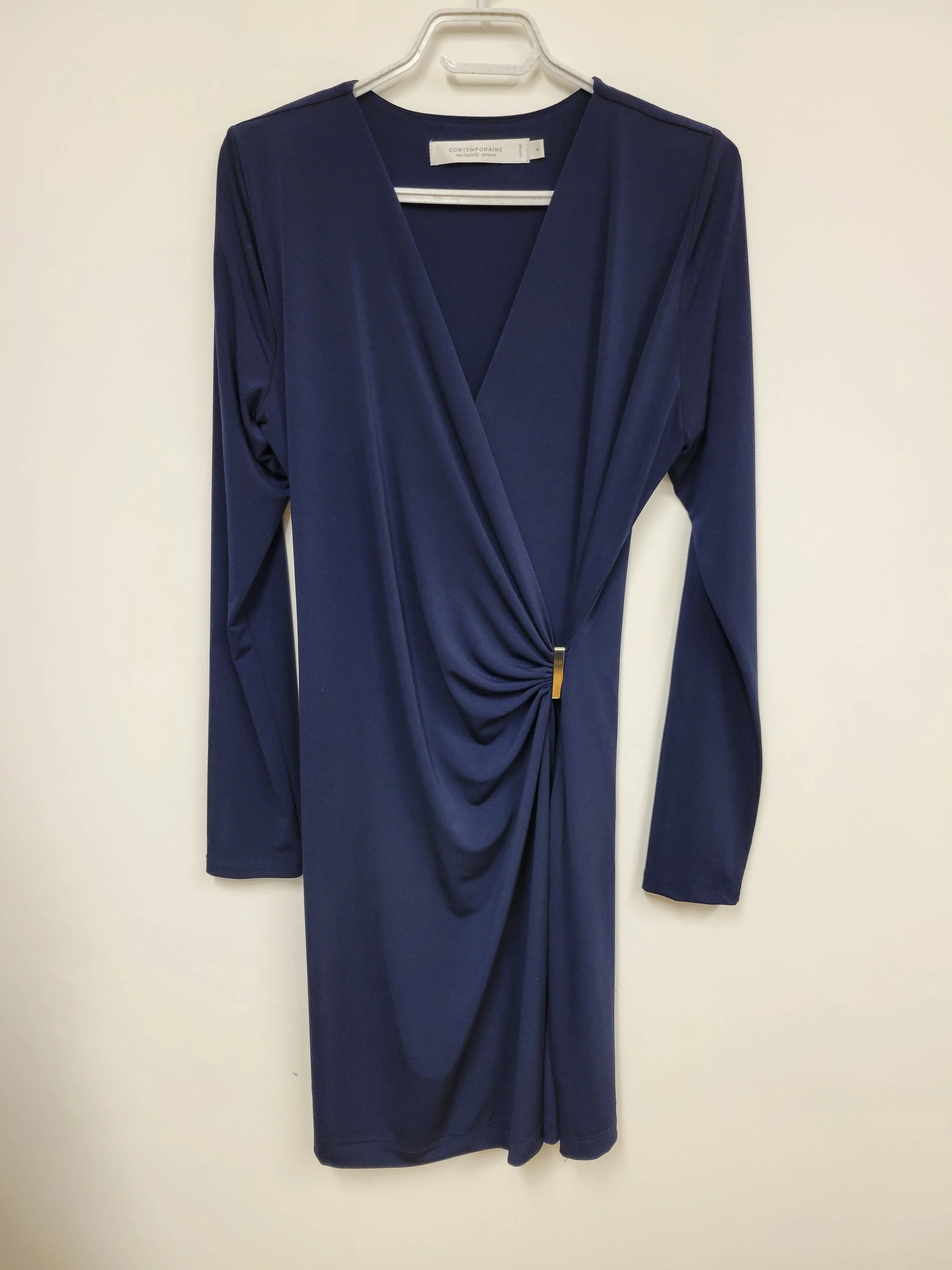 Robe bleu marin, cache-cœur, Contemporaine, taille 8