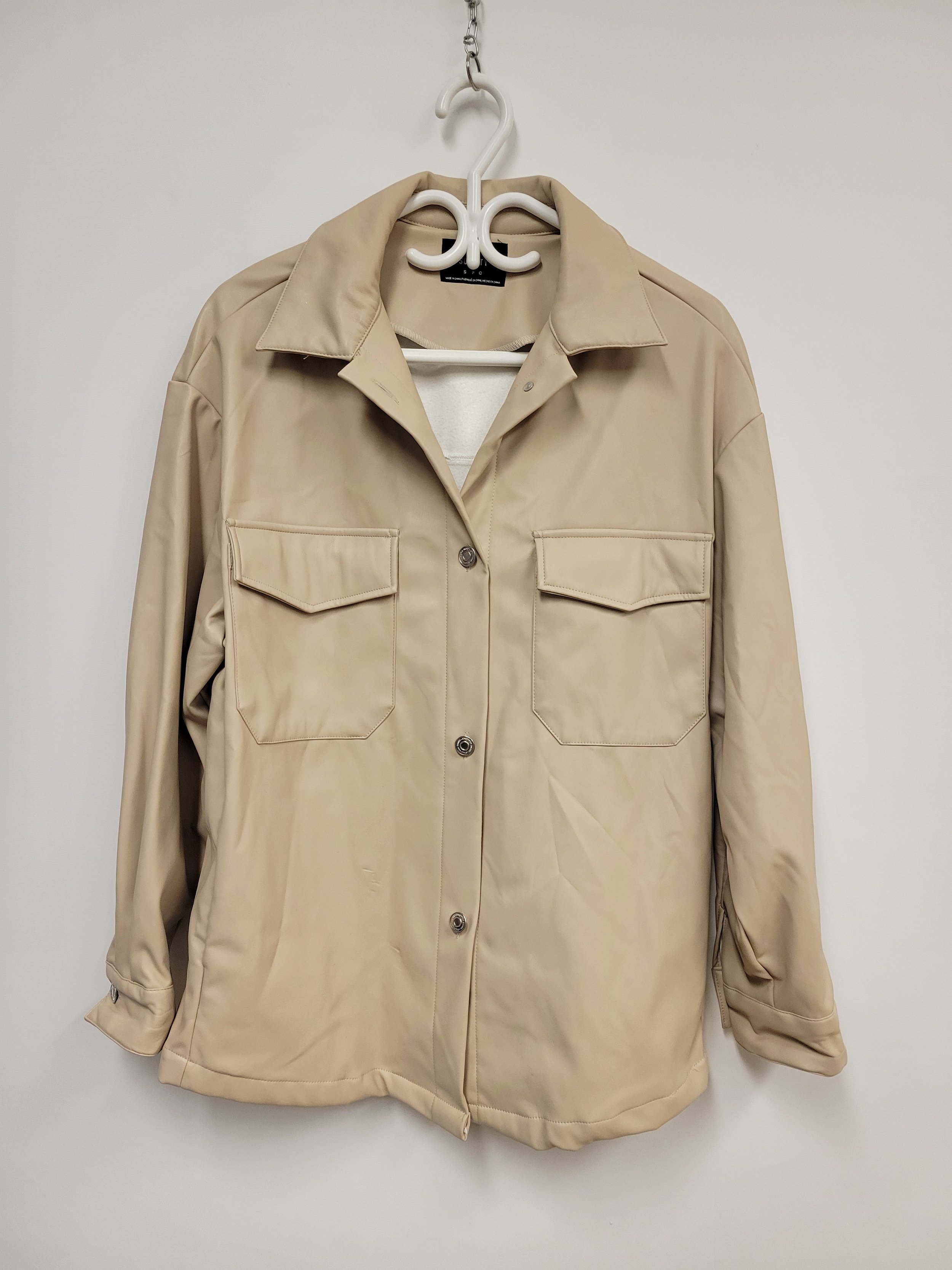Sur-Chemise en similicuir (Polyuréthane), Beige, STREET WEAR SOCIETY, S