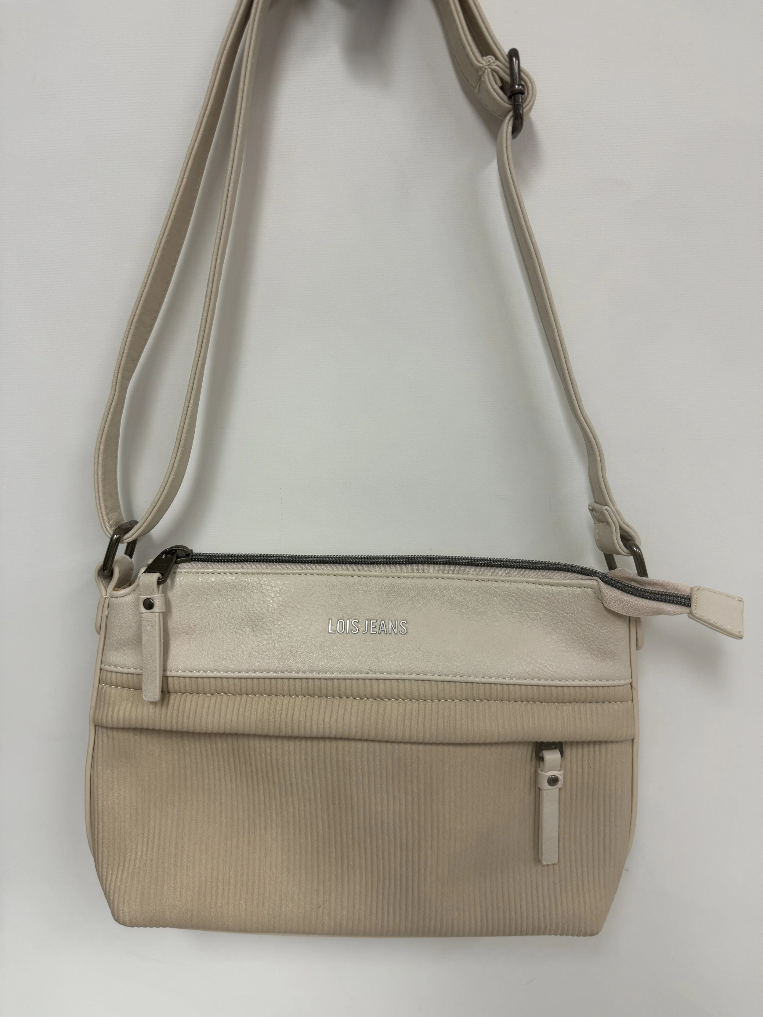Sac à main beige, similicuir et suède, 29 x 20 cm, Lois Jeans