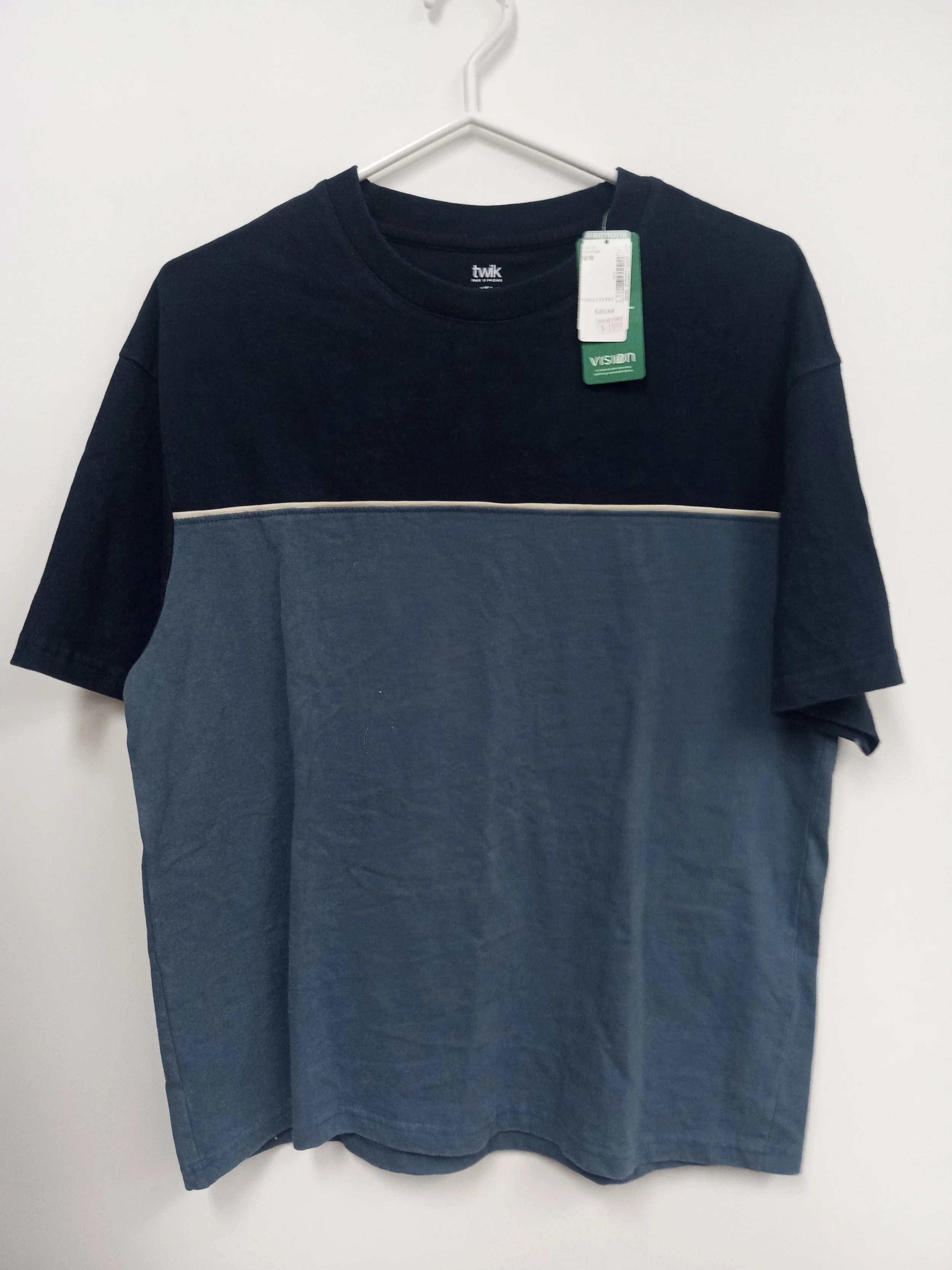 T-shirt coton, bleu foncé et bleu clair, neuf, Twik, taille M