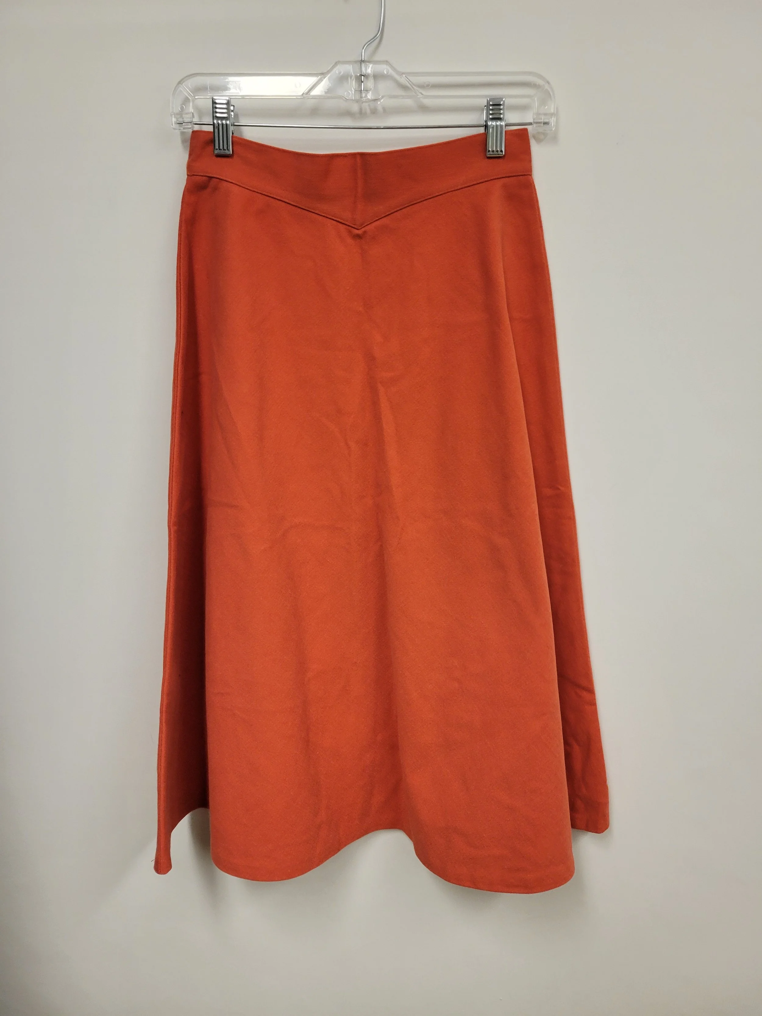 Jupe longue évasée, orange rosé, 50% coton, Mister Leonard, taille 10 (tour de taille 26 po)