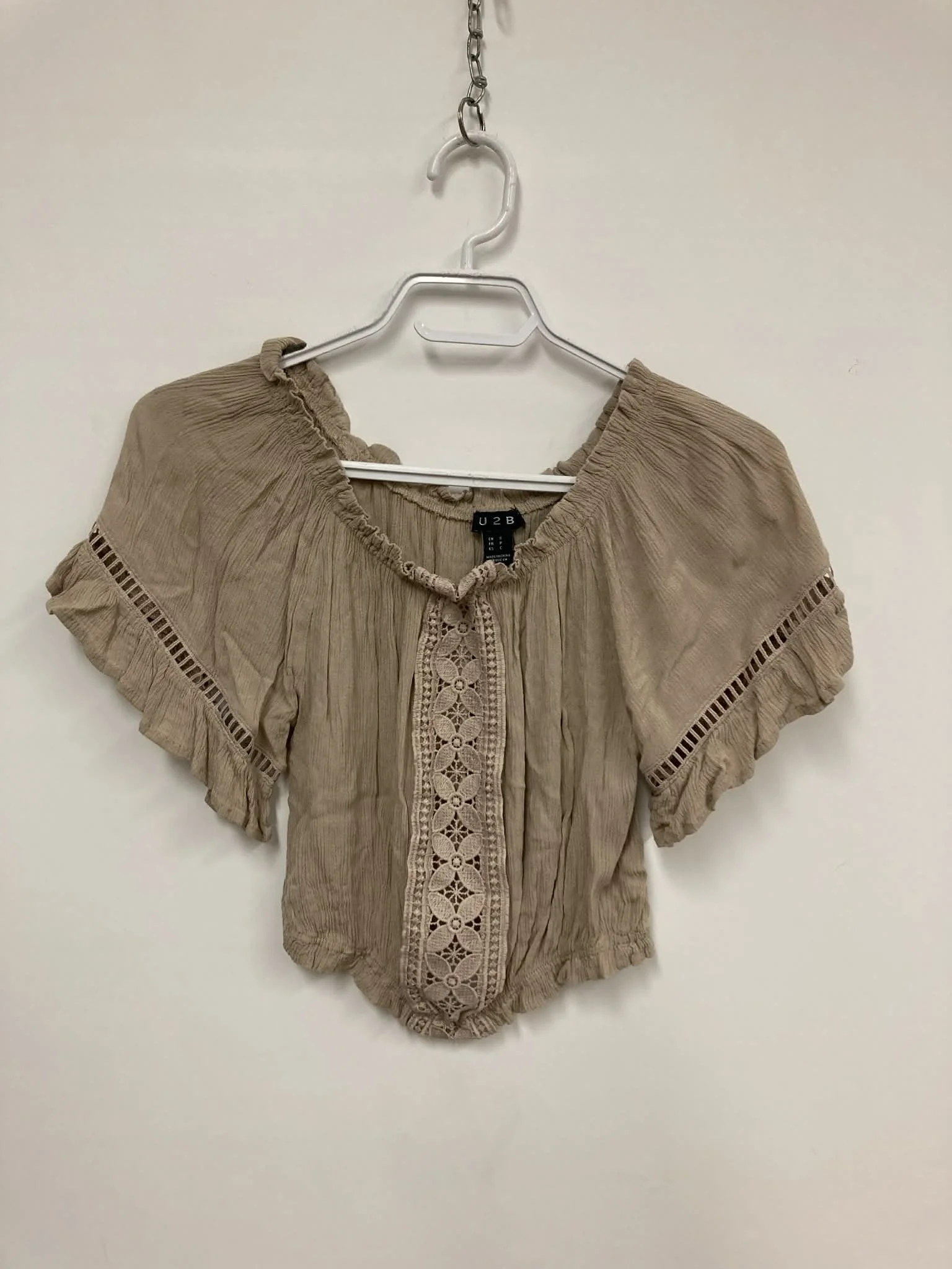 haut beige court a manche courte, U2B, S