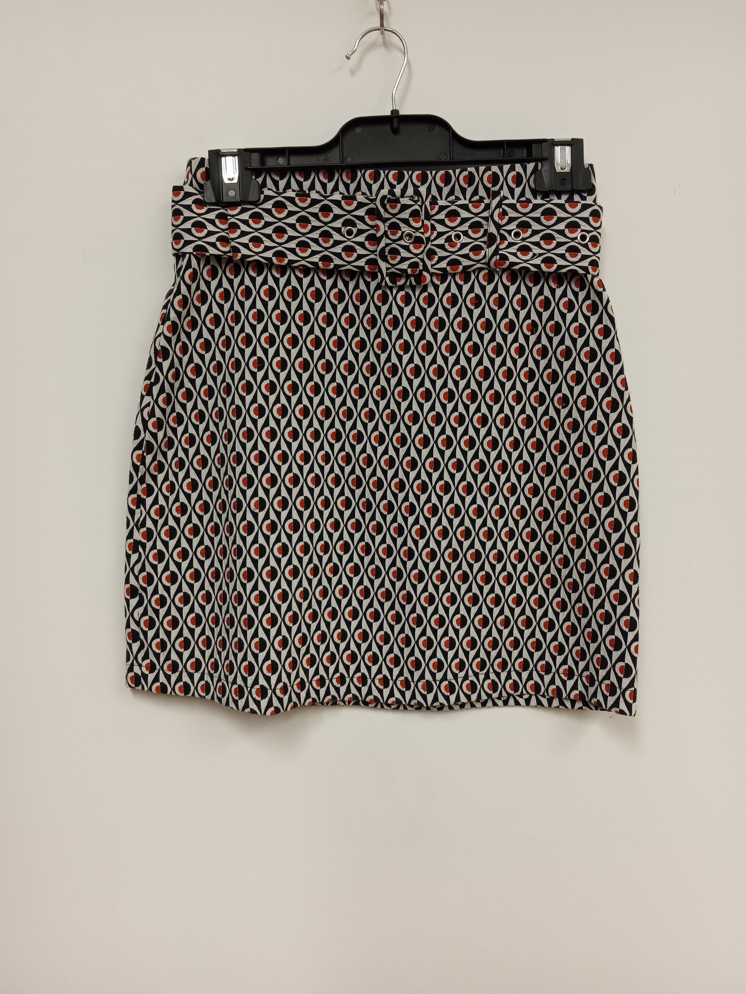 Jupe avec motifs, noir blanc et orange, Urban Outfitters, XS