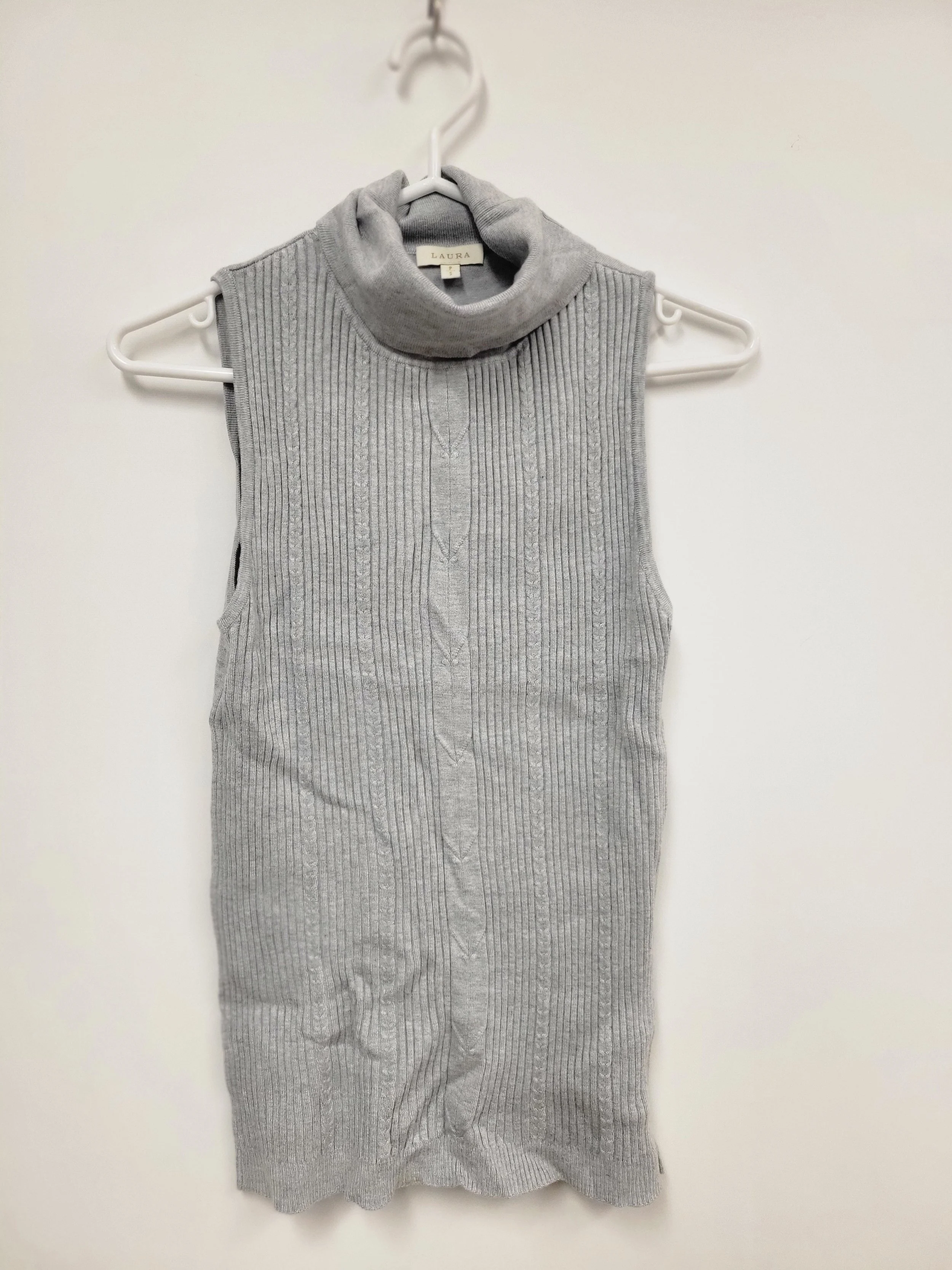 Col roulé en tricot sans manche, gris, Laura, S