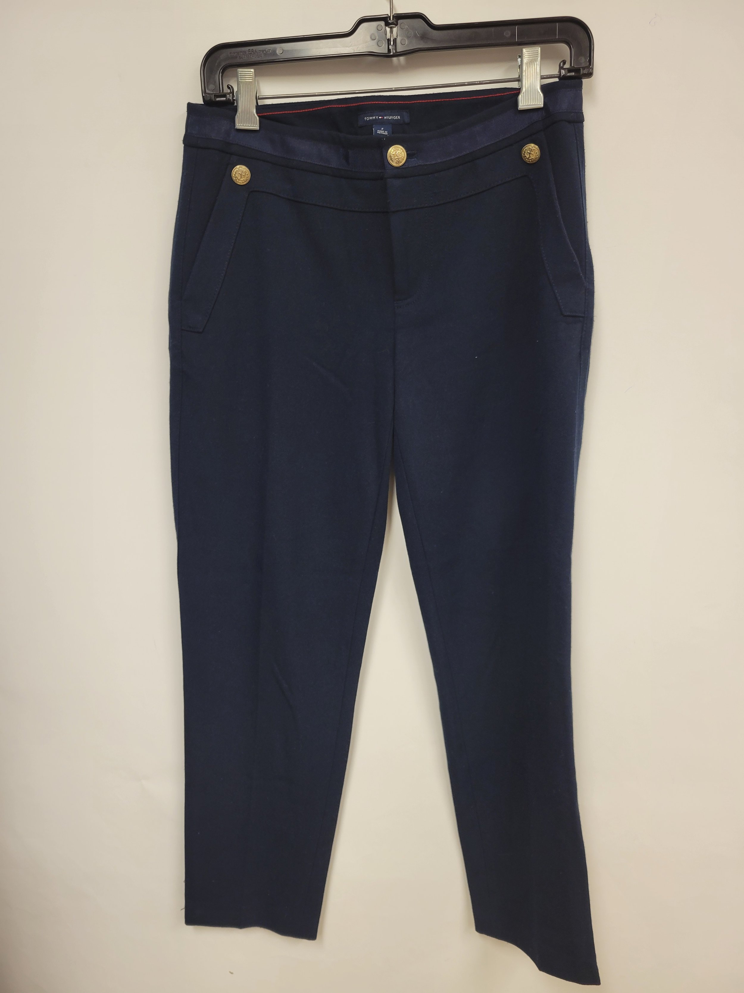 pantalon marine boutons dorés, tommy hilfiger, taille 2