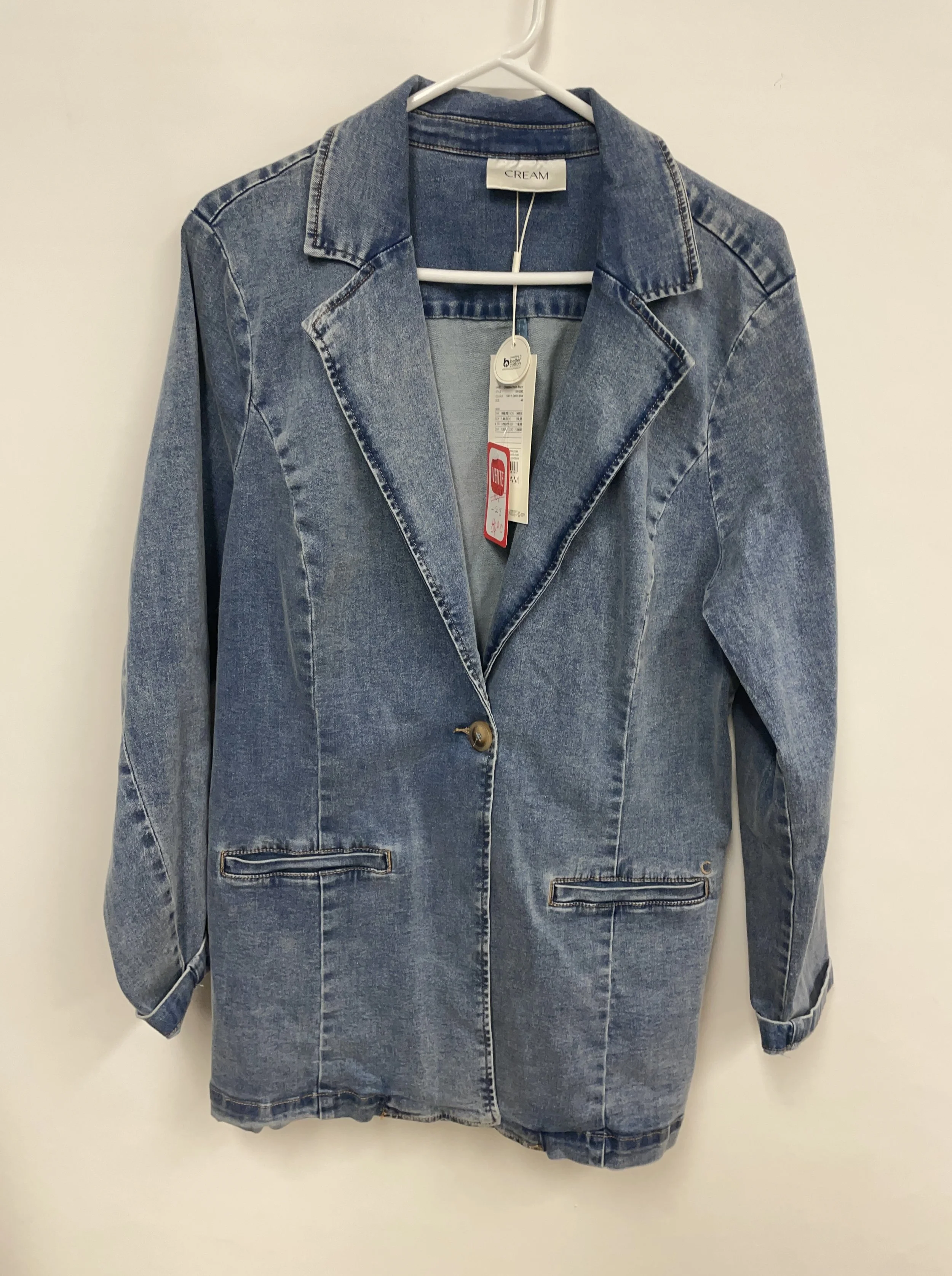 NEUF - Veston bleu en denim, CREAM, taille 44.