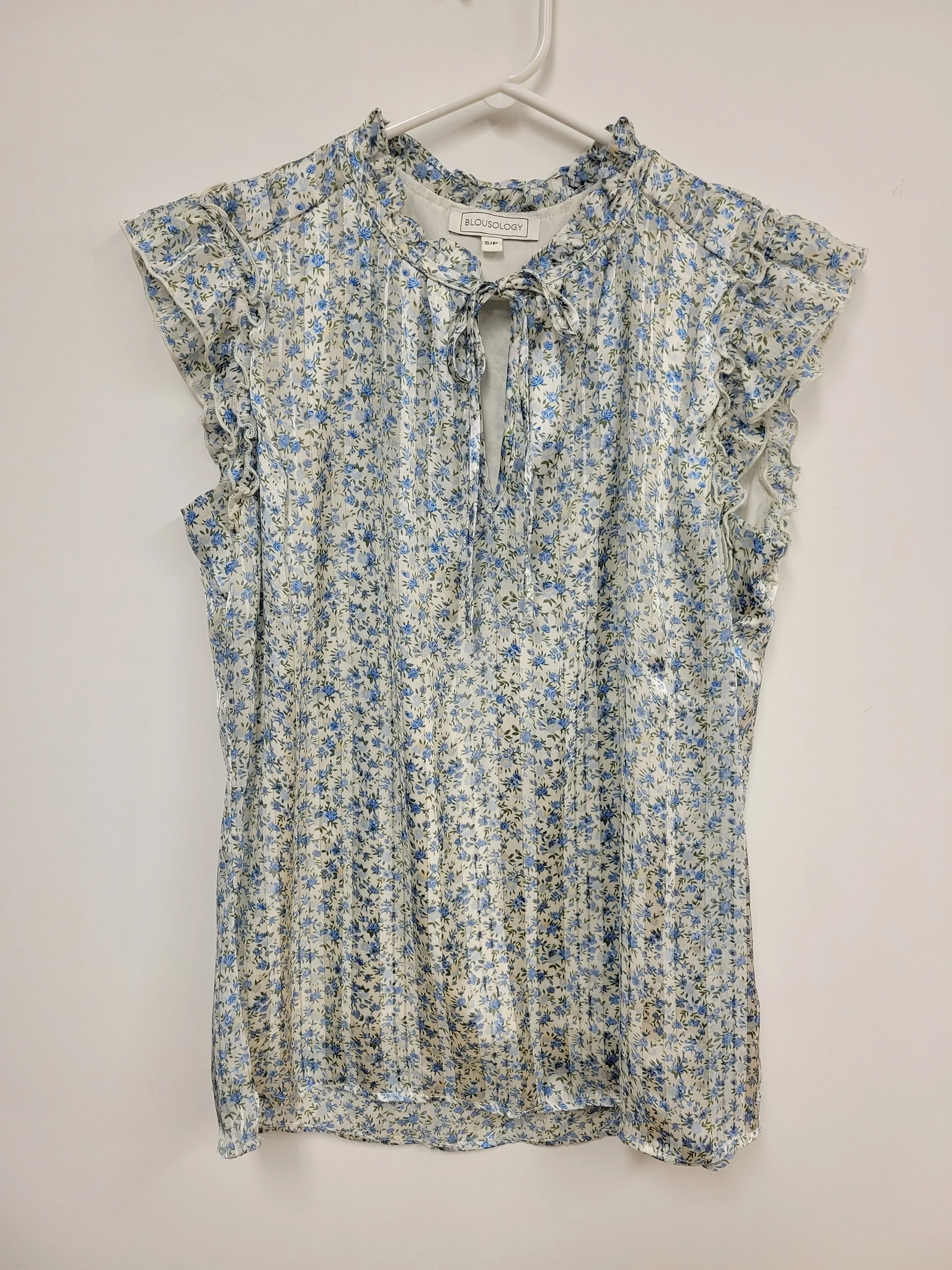blouse motif roses bleues, blousolgy, taille S