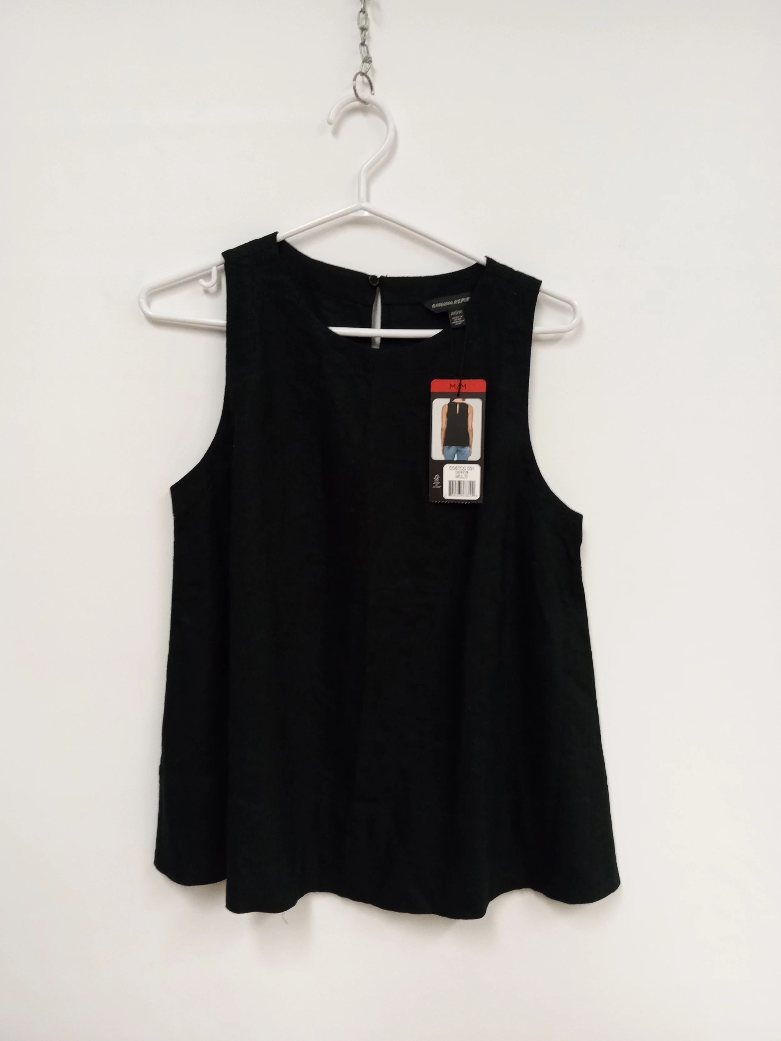 NEUF - Chandail sans manches coupe évasée, 55% lin, noir, BANANA REPUBLIC, M