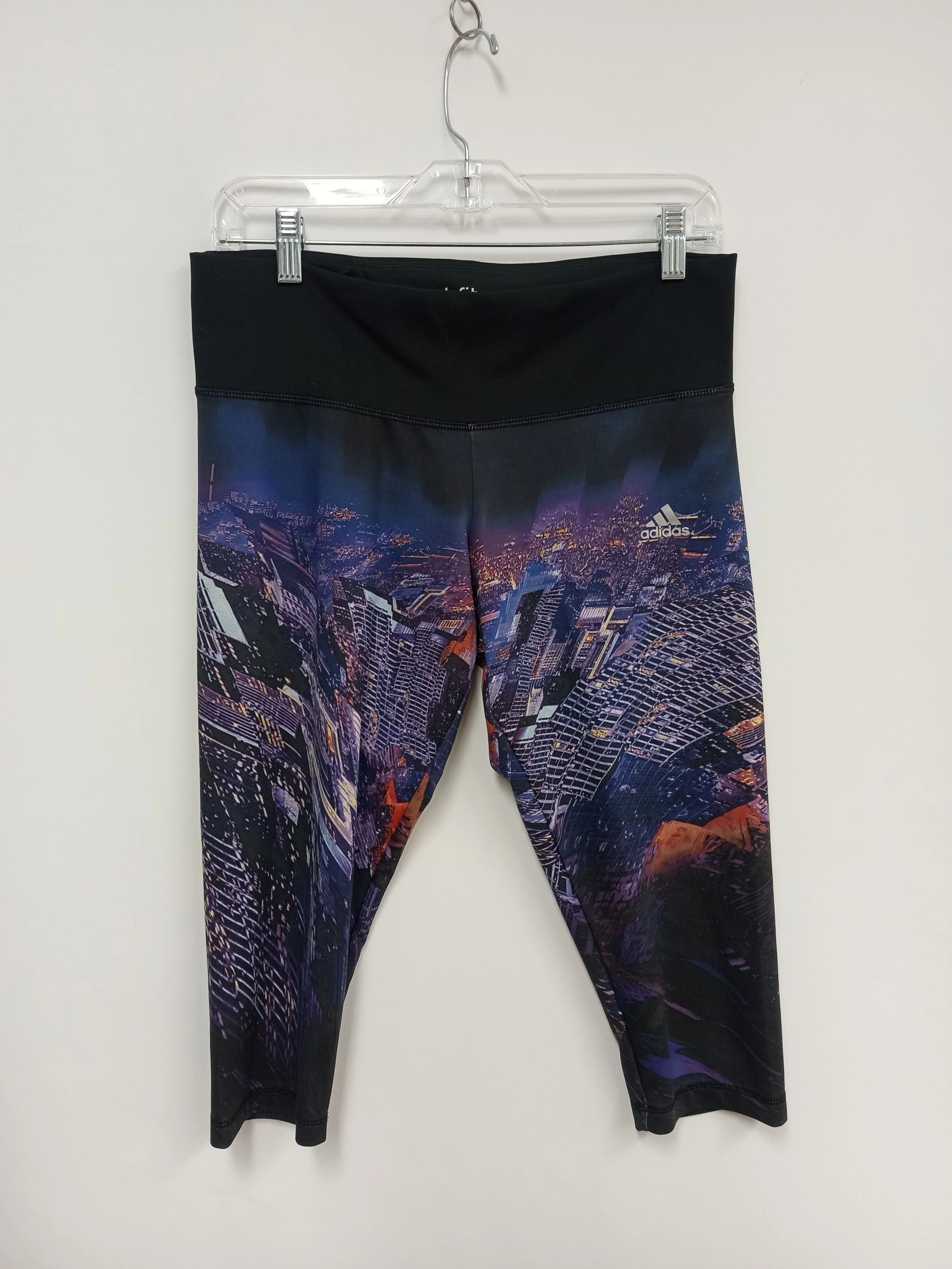 Legging 3/4, noir avec motif, Adidas, M