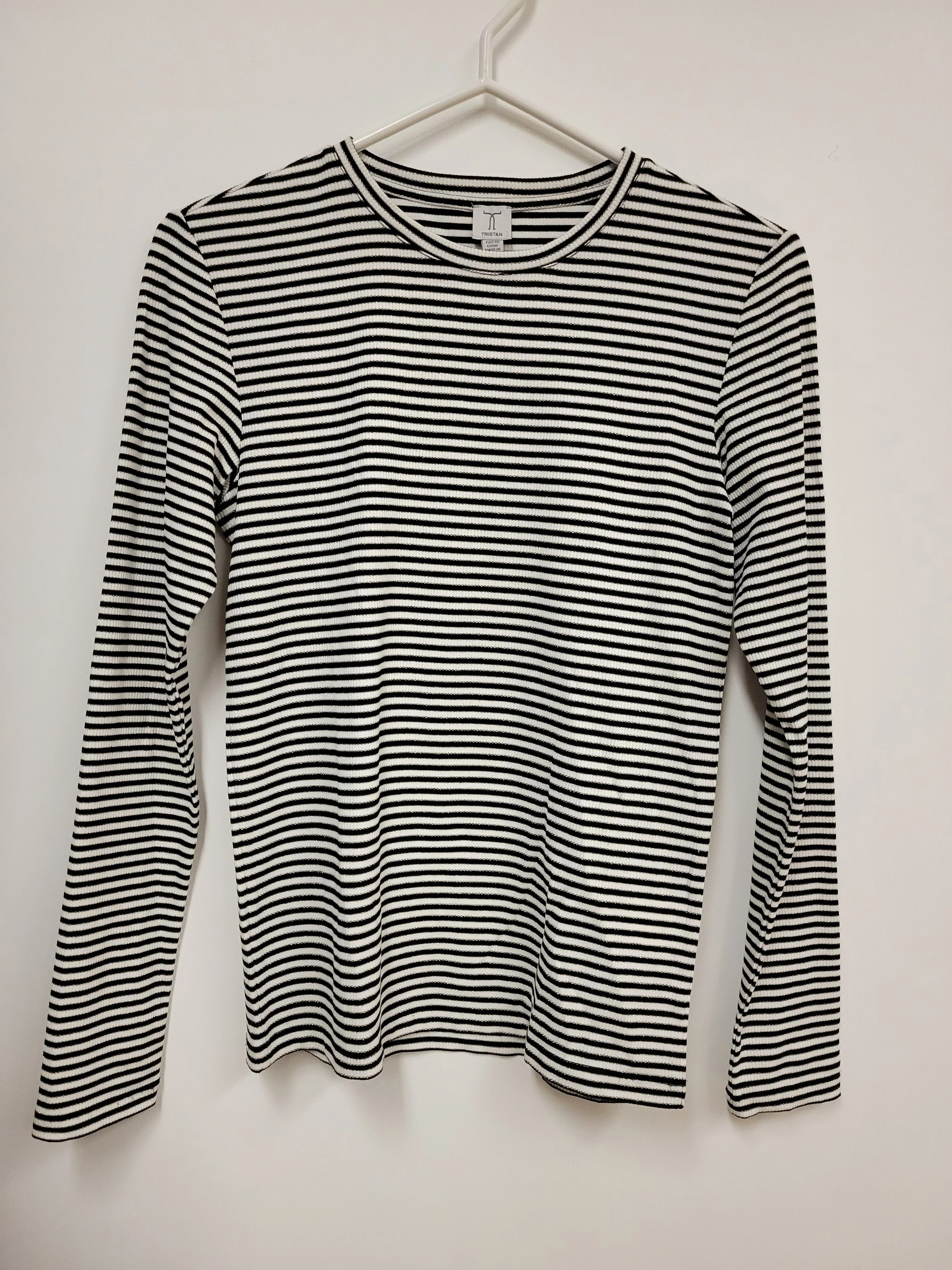 Haut rayé blanc et noir, trait doré, Tristan, S