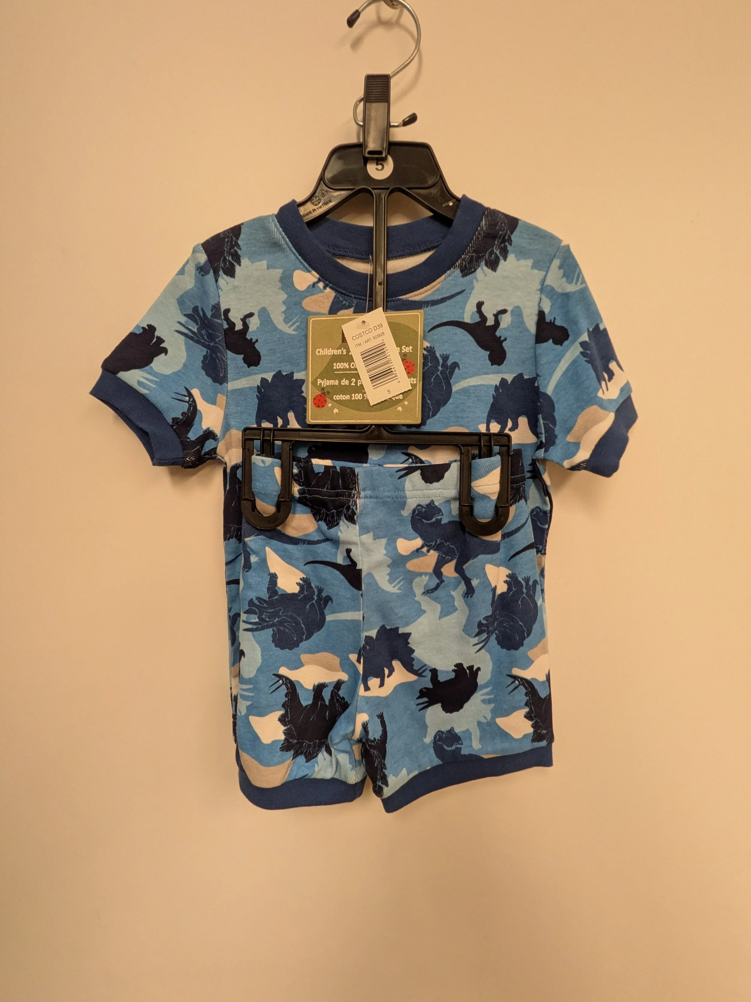 NEUF - Pyjama bleu motif dinos 100% coton bio, Kirkland, 5 ans