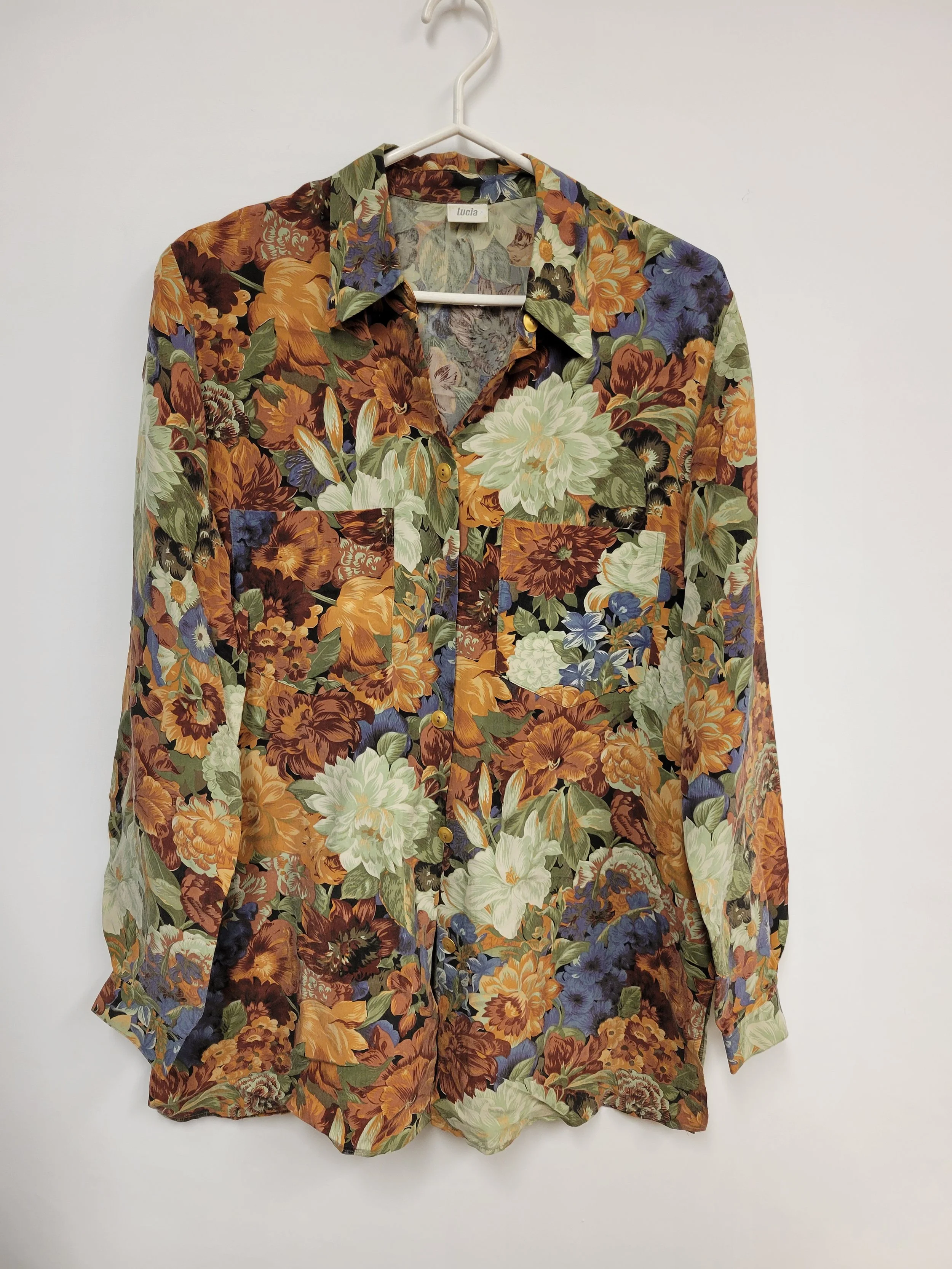 Chemise florale tons d'automne, Lucia, environ L/XL femmes