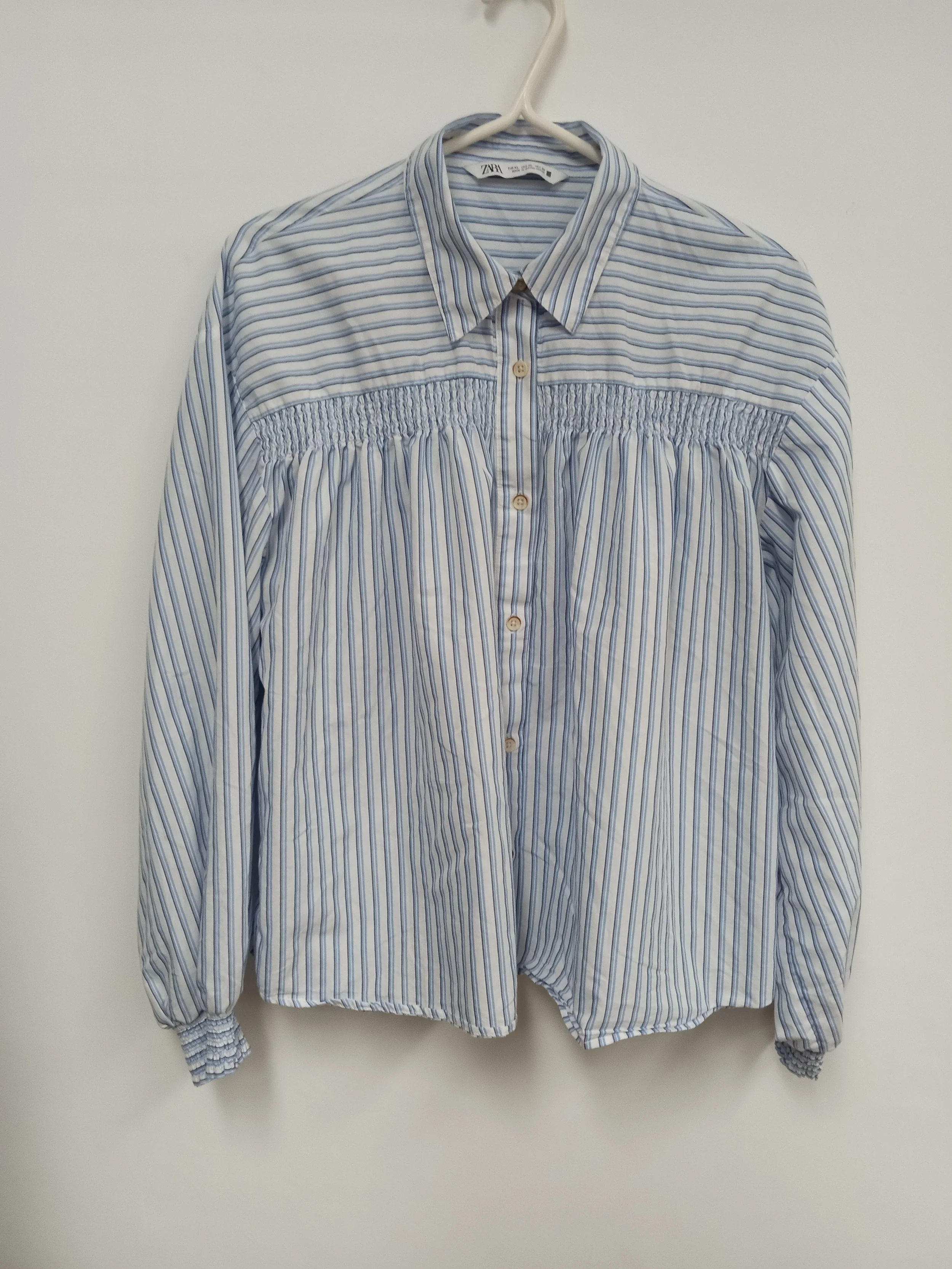 Chemisier rayé bleu et blanc, Zara, XL