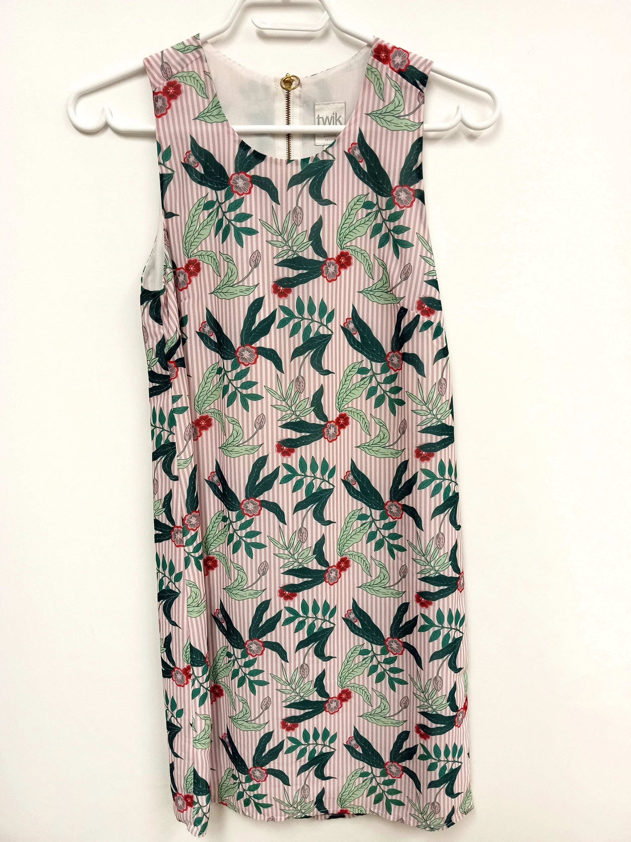 Robe rose avec motifs plantes, Twik, XS