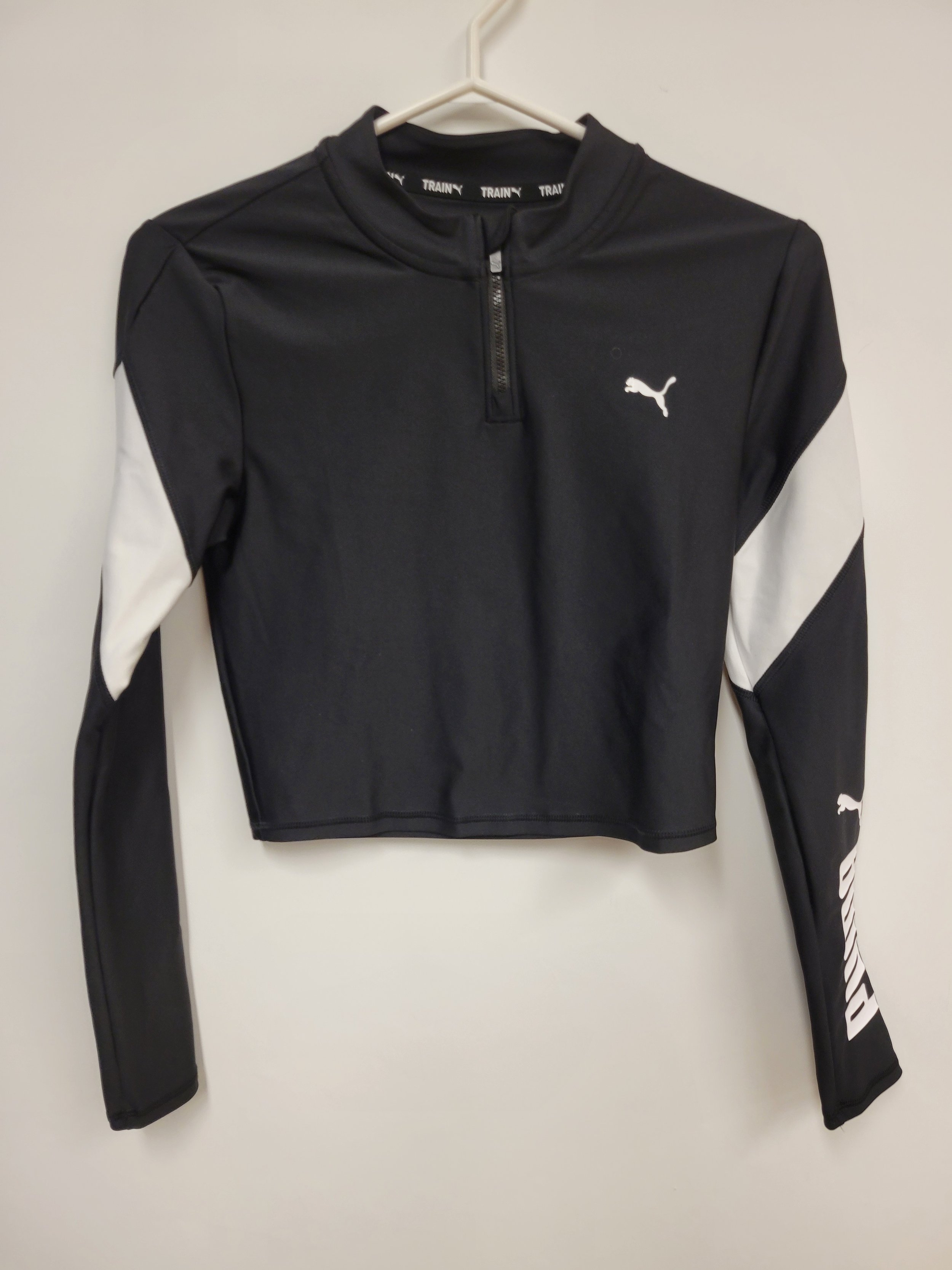Chandail sport court demi-zip noir et blanc, Puma, S