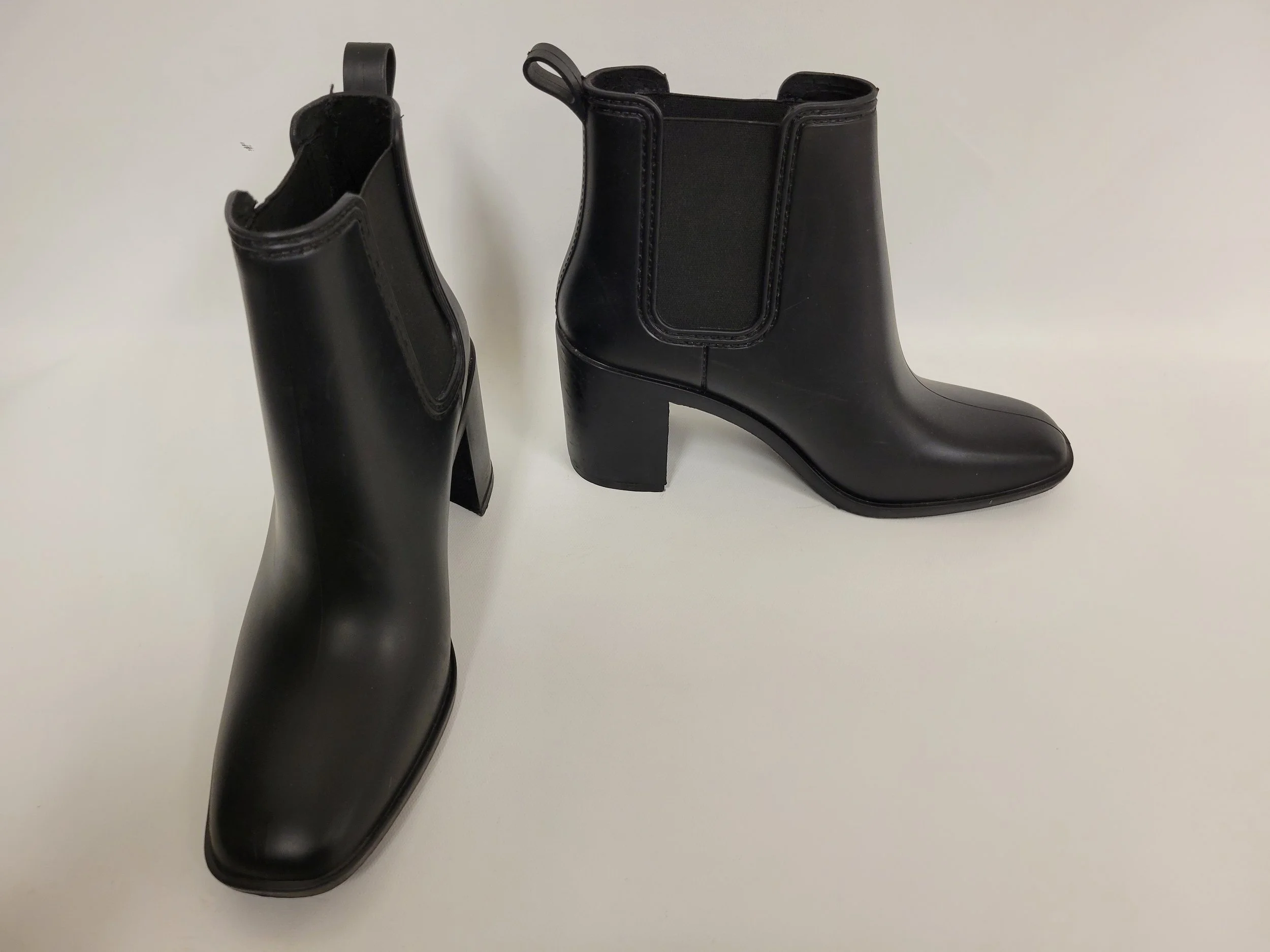 Bottes de pluie noires à talon haut, Cushionaire, pointure 9