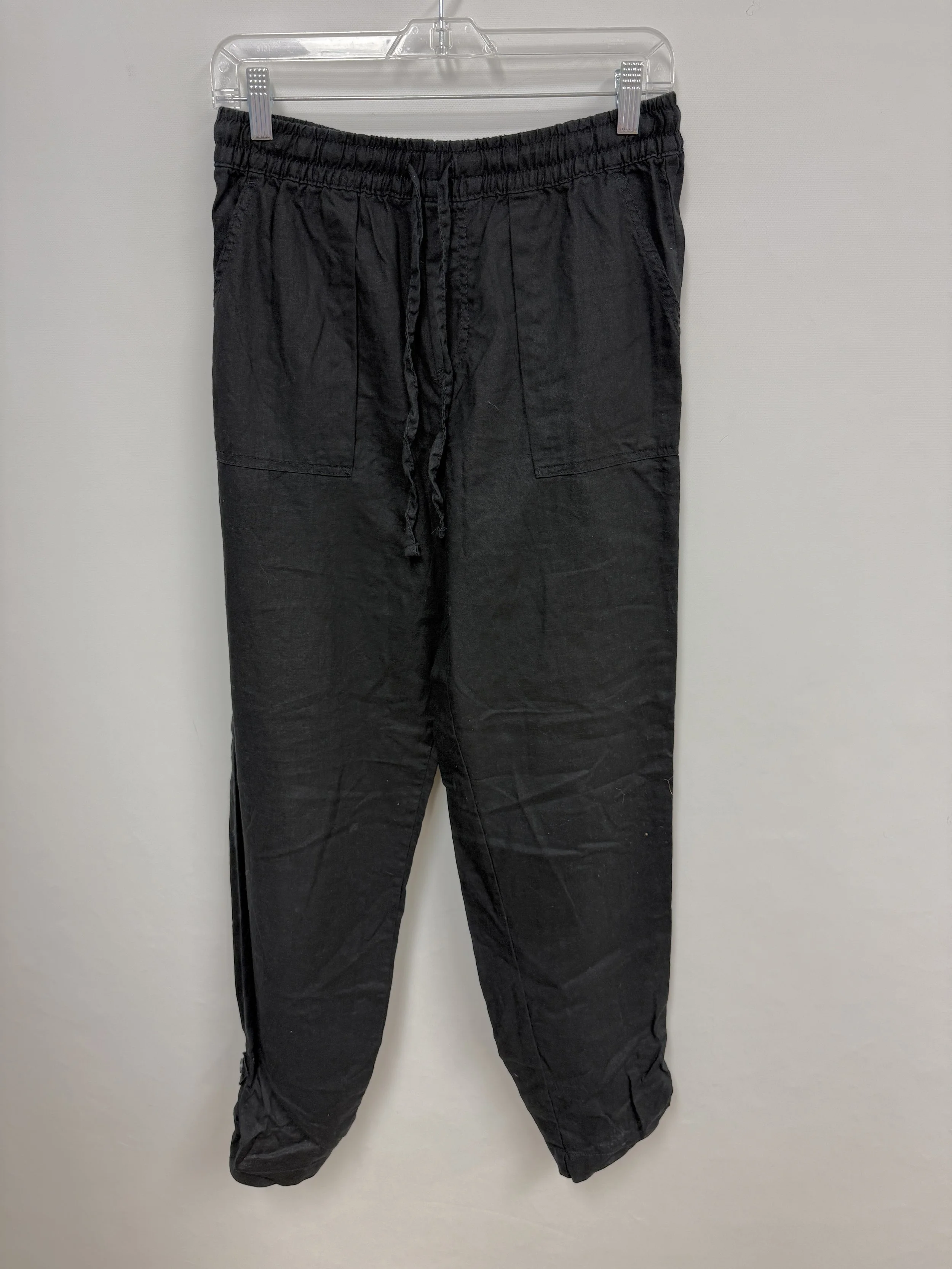 Pantalon noir, mélange de lin et coton, Joe Fresh, S