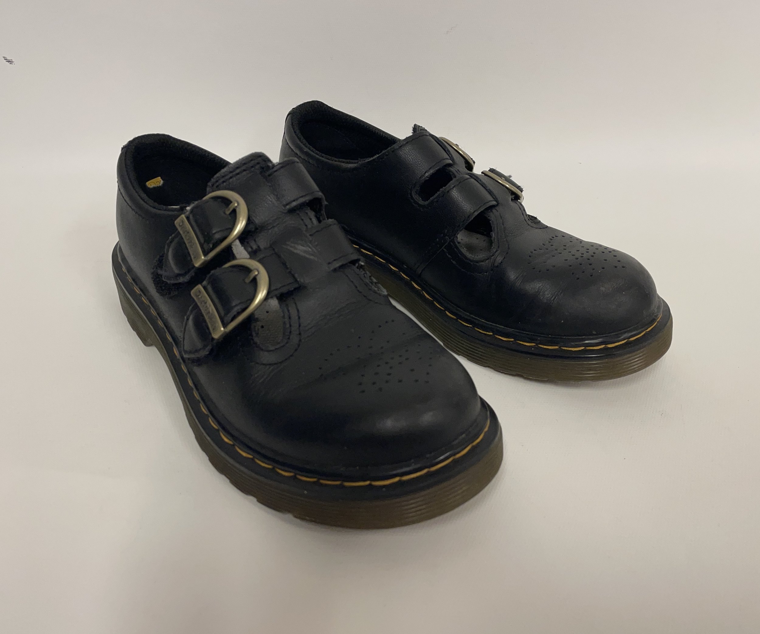 Chaussures noires en cuir, DR MARTENS, pointure 1 (junior).