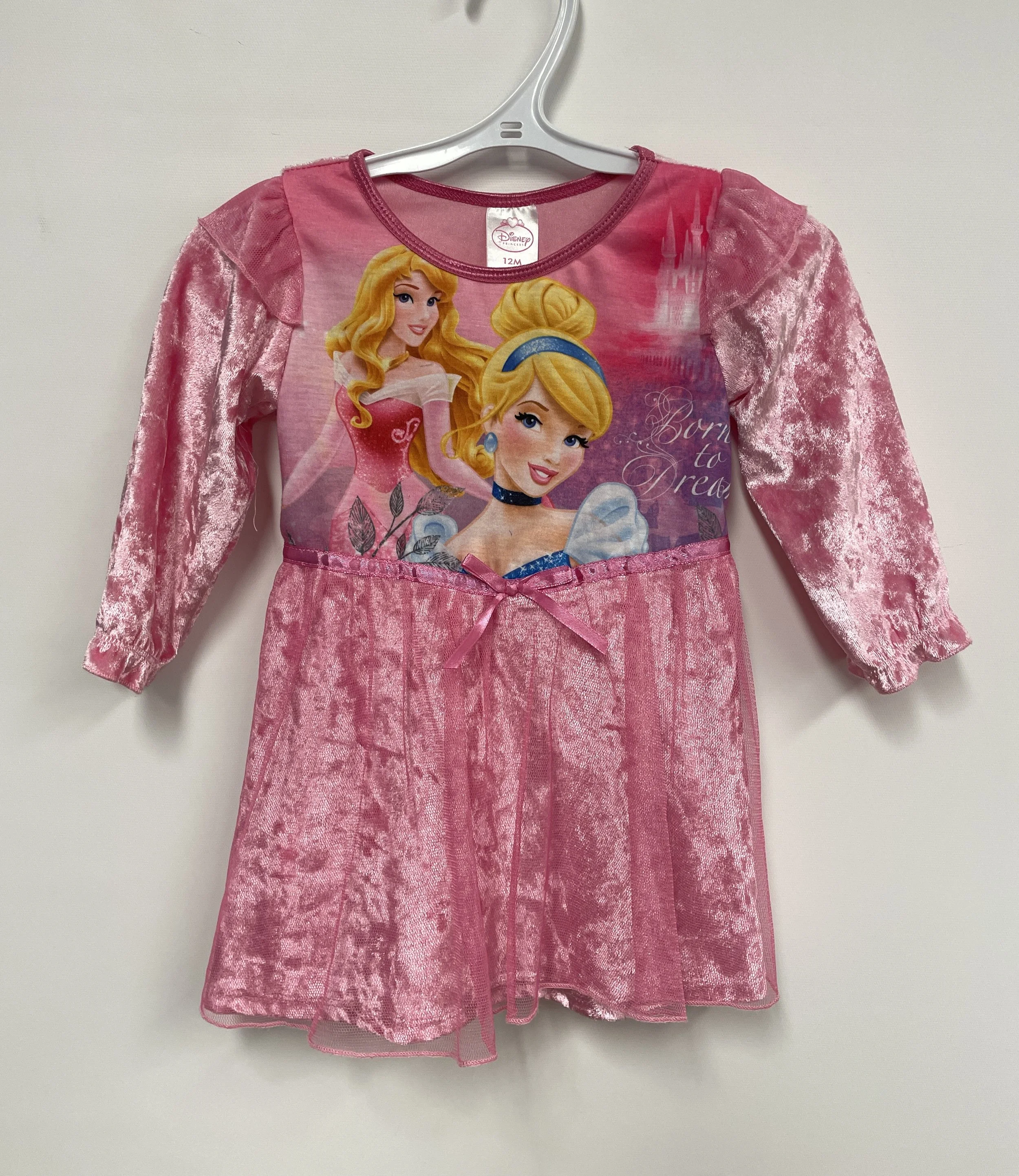 Robe rose DISNEY, 100% polyester, taille 12 mois.