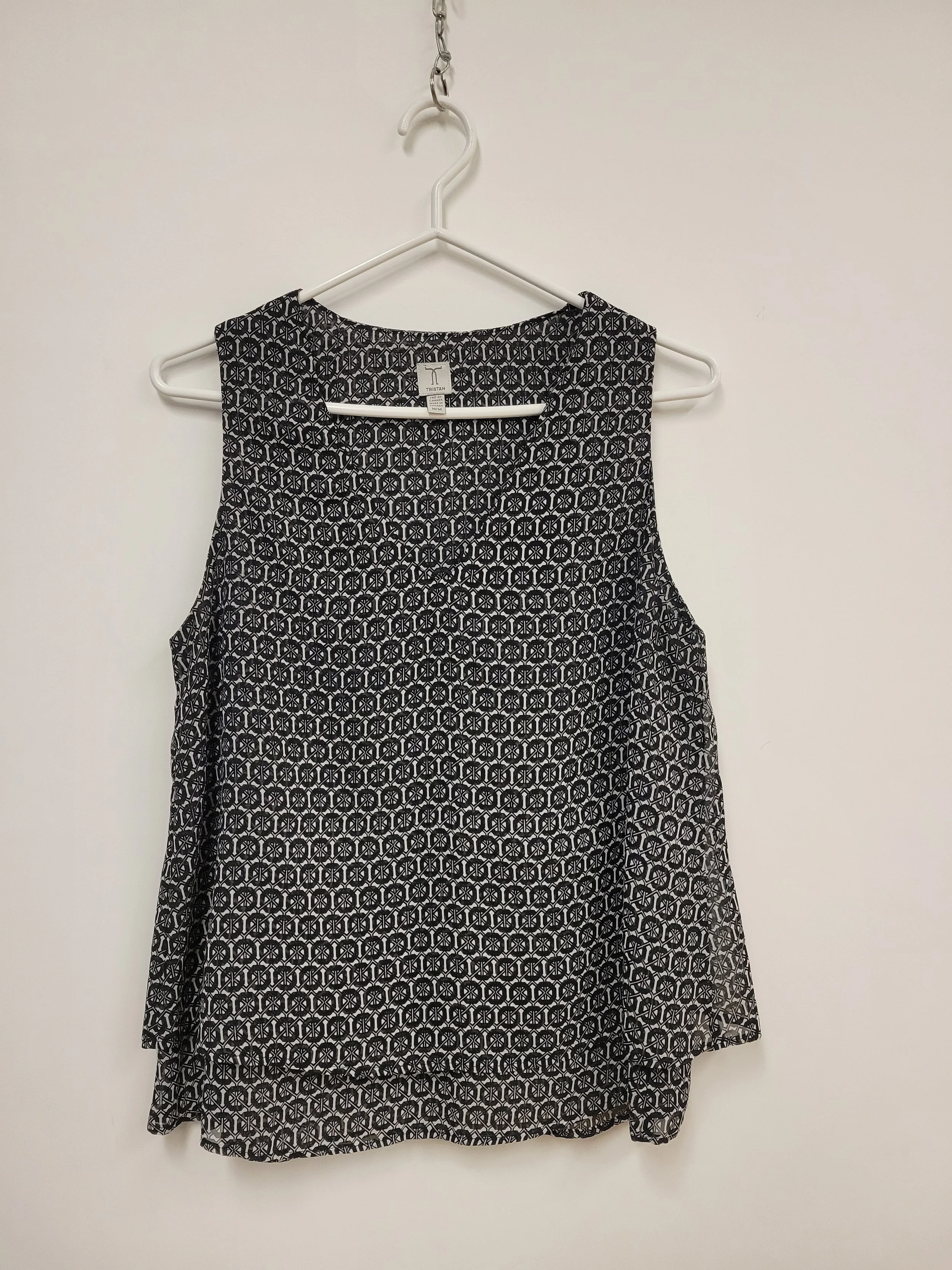 Haut sans manches, motifs noir et blanc, TRISTAN, M
