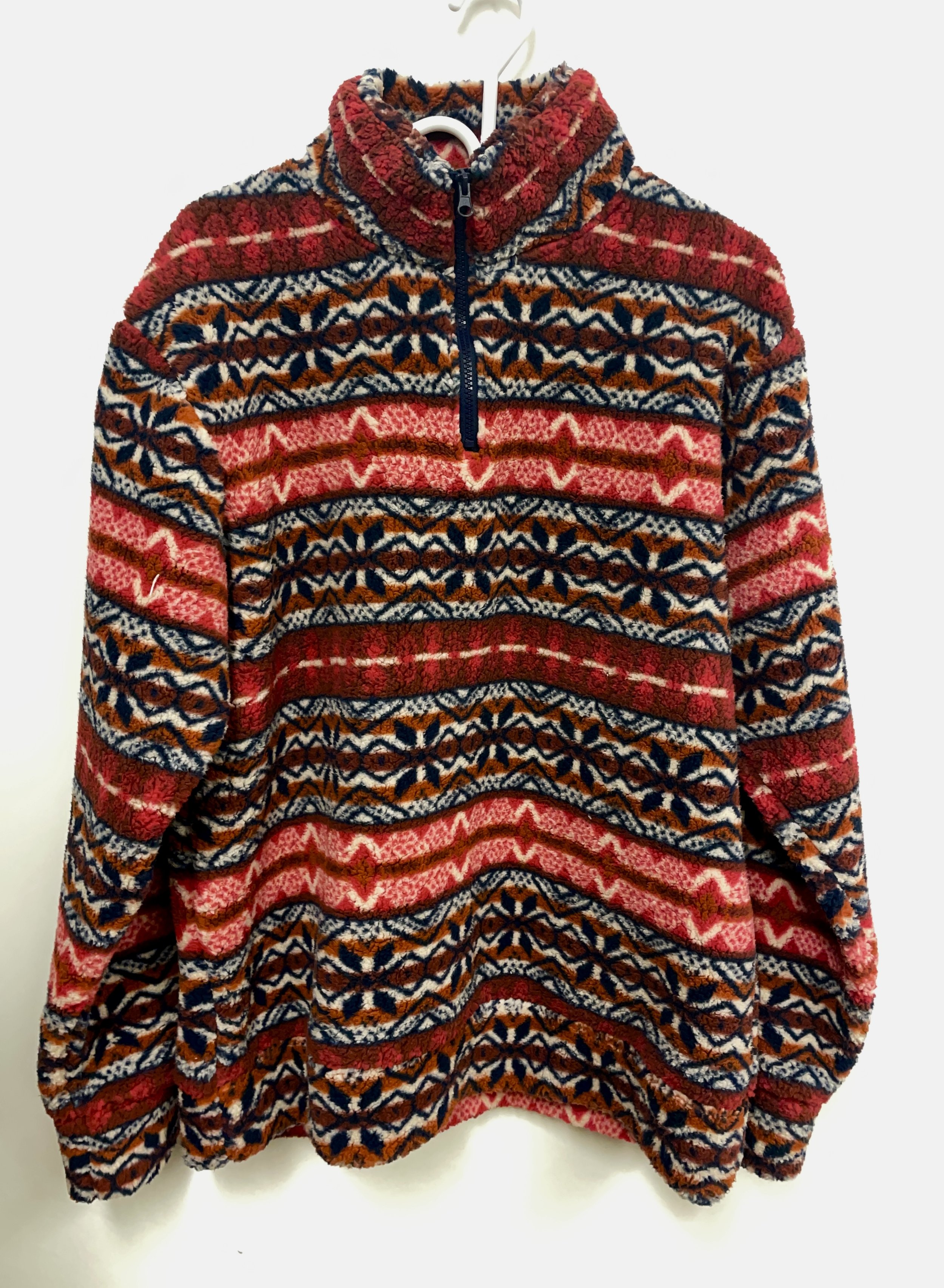 Polar imprimé rouge, brun, etc., LE 31 Simons, taille L.