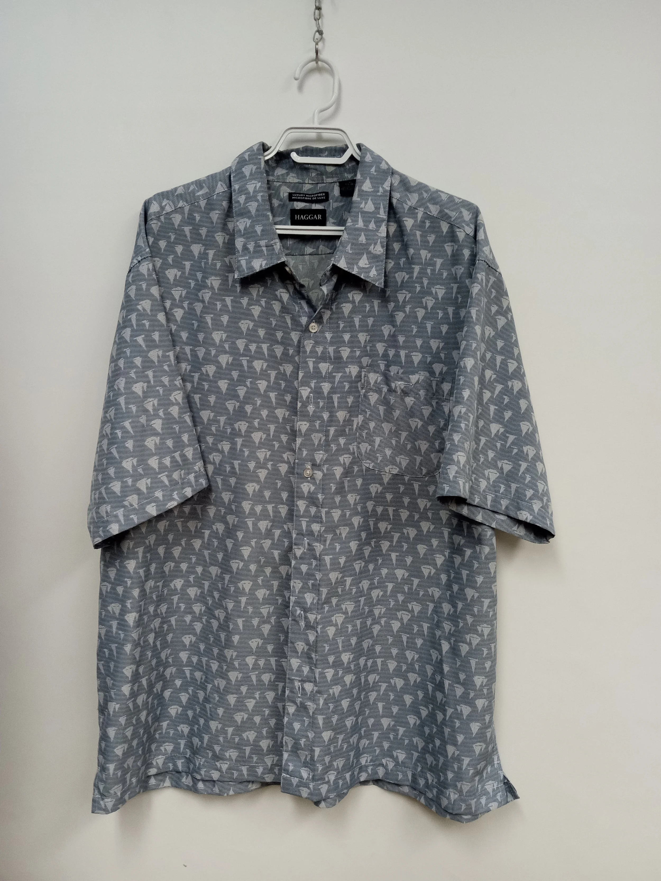 Chemise (microfibre de luxe), Bleu avec motifs de voiliers, HAGGAR, XXL