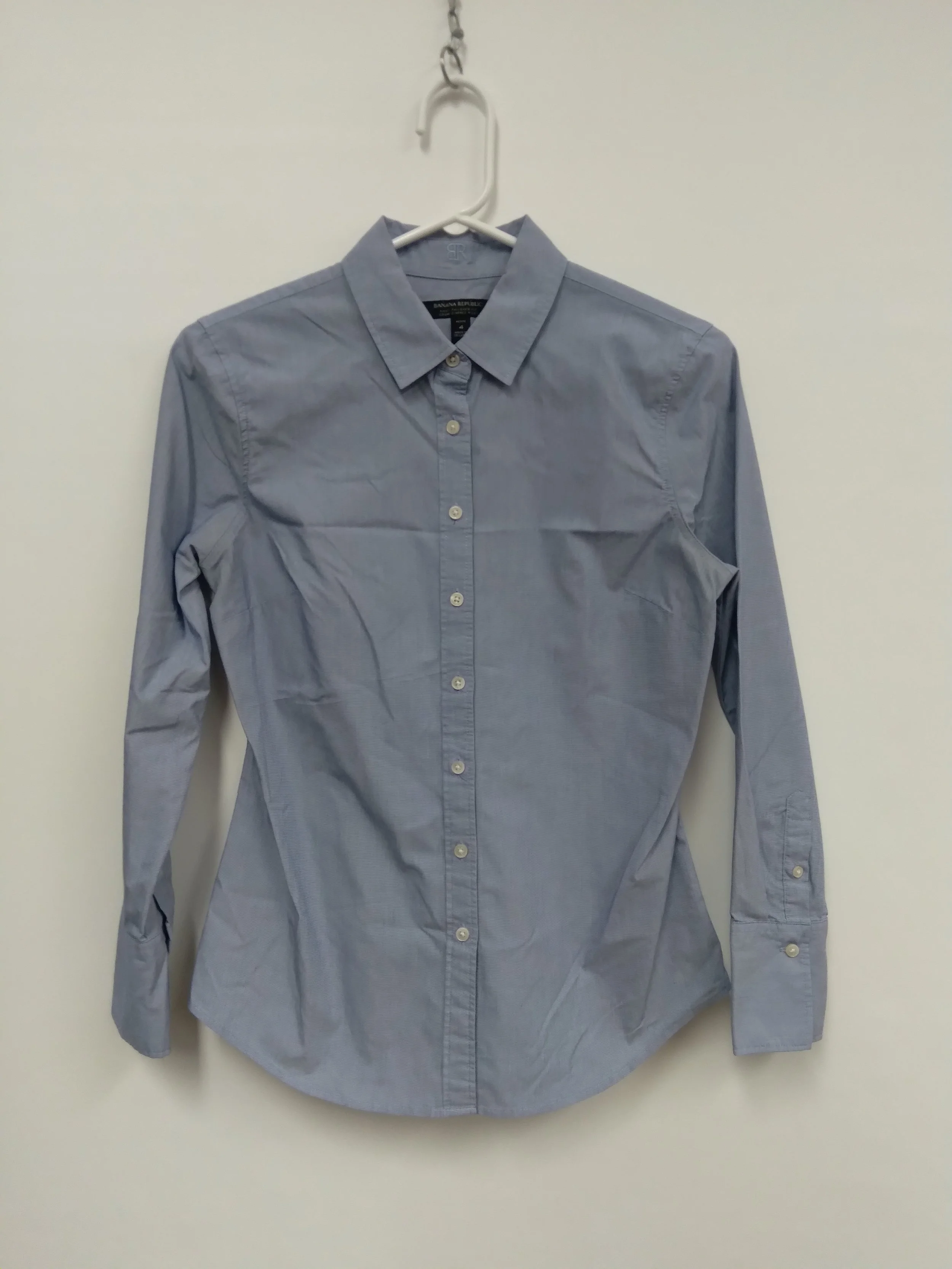 Chemisier bleu (Coton, polyester, spandex), Coupe cintrée, BANANA REPUBLIC, Petite Taille 4