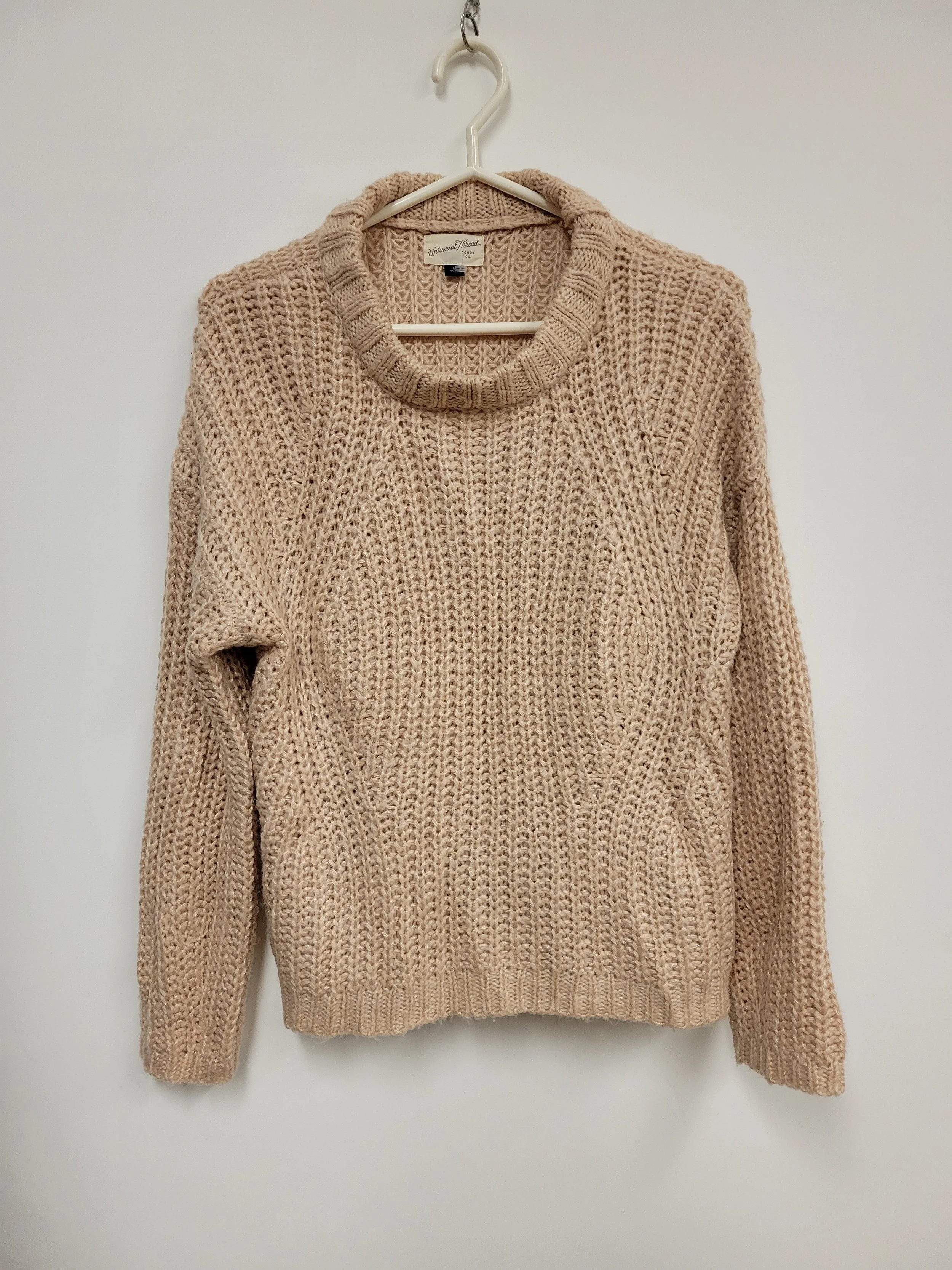 Chandail beige rosé,  tricot épais, Universal Thread, M