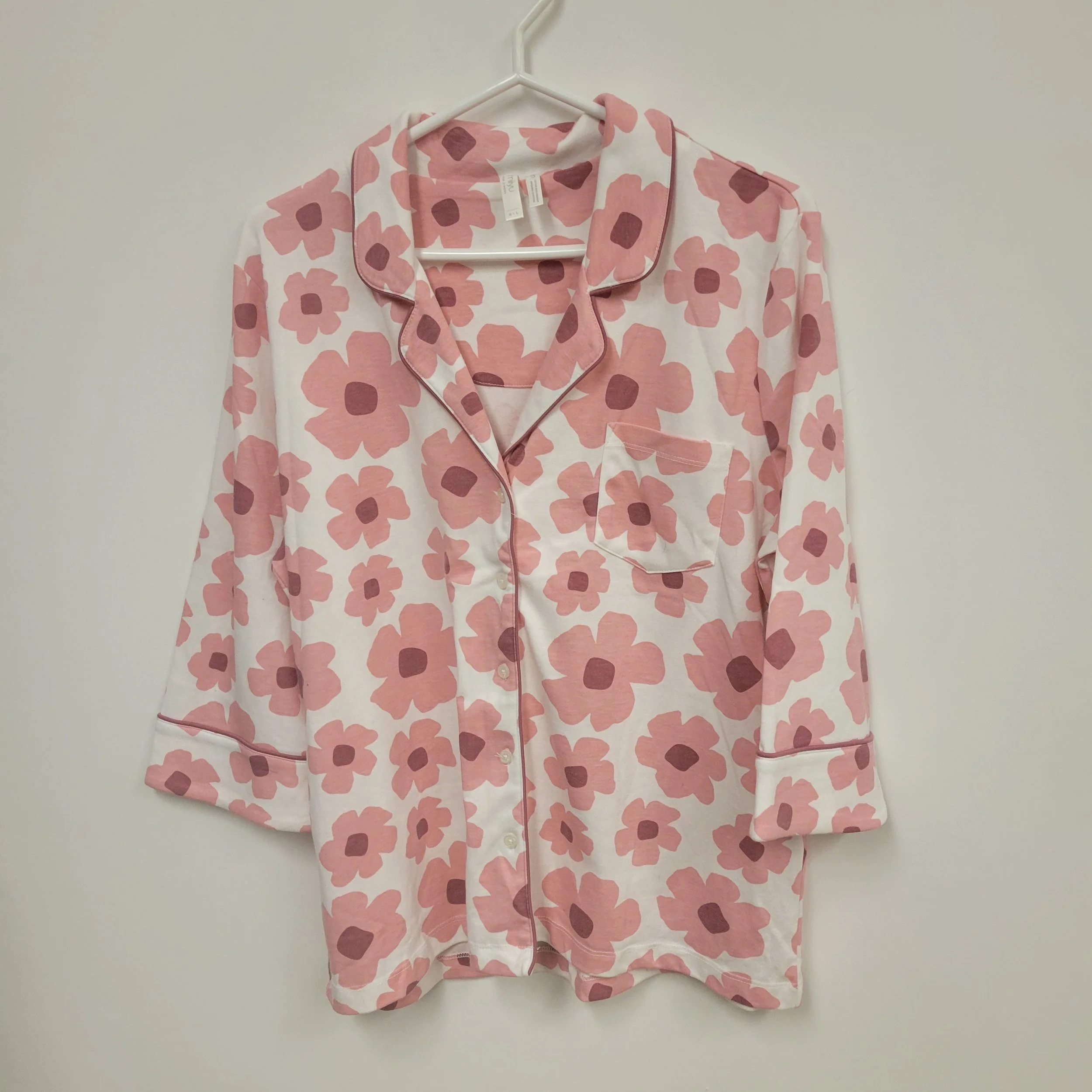 Haut de pyjama fleuri rose et blanc, Miiyu, L