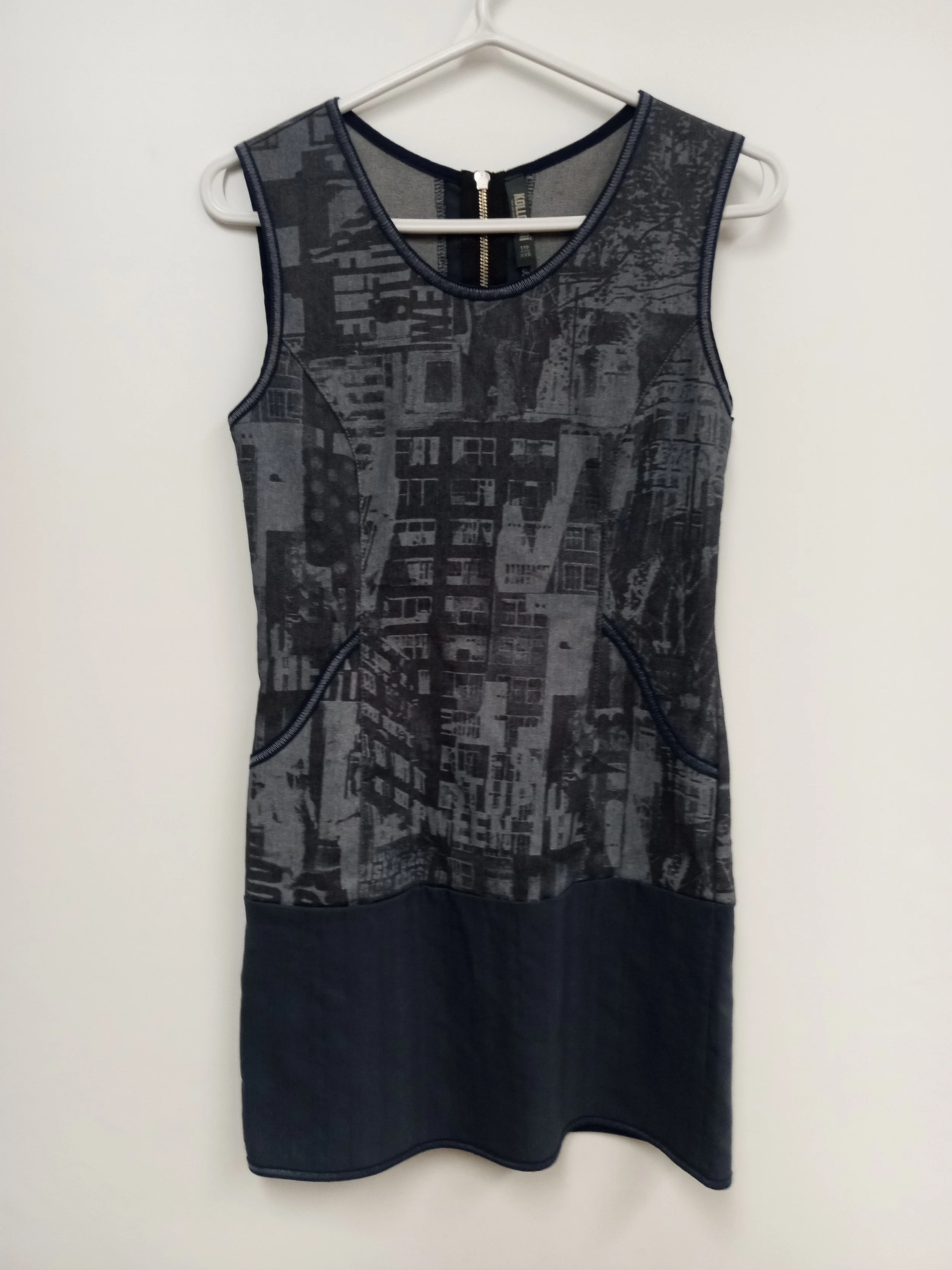 Robe grise à motifs, 65 % coton, Kollontaï, Taille XS