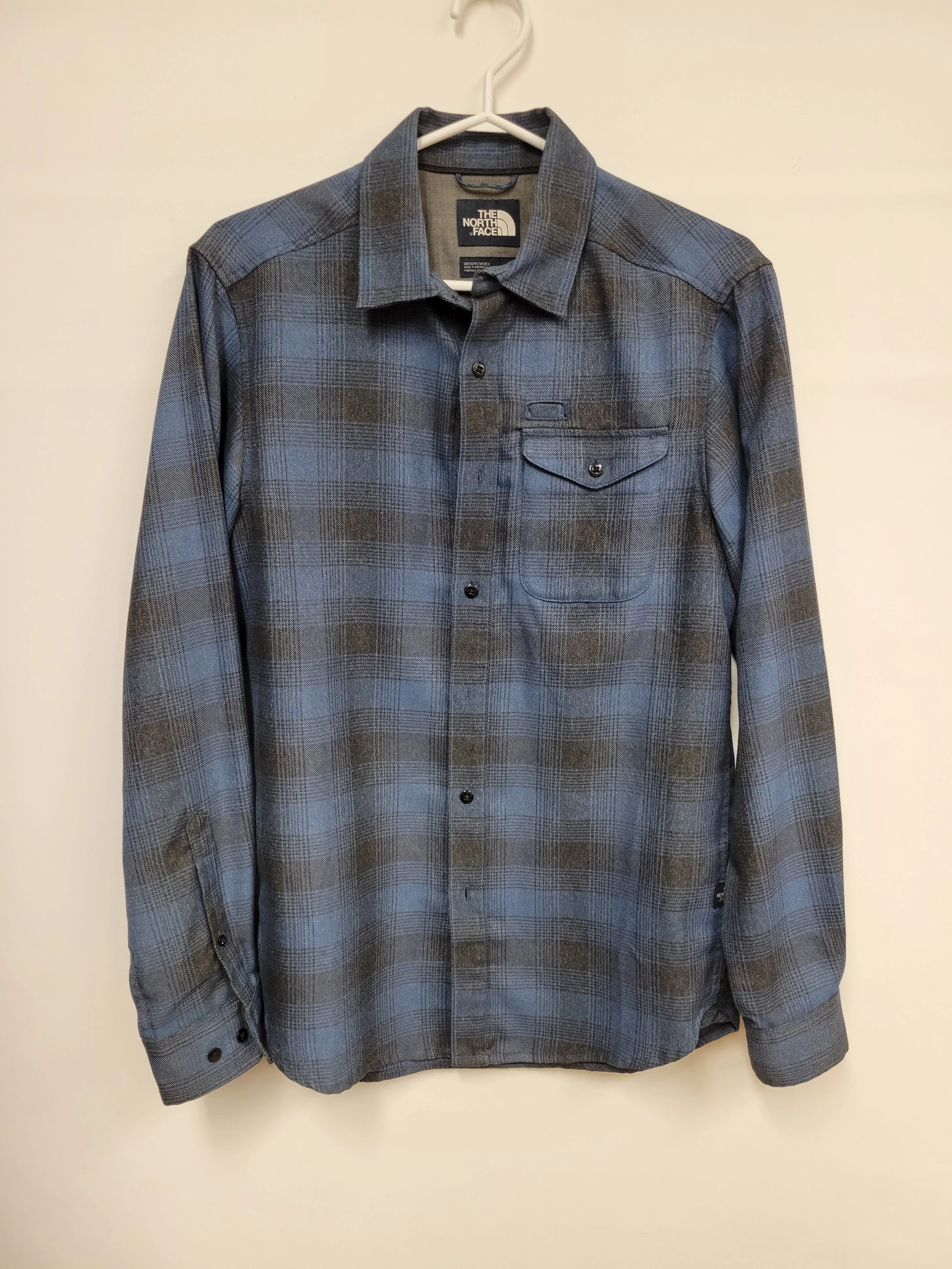 Chemise style flanelle, carreaux bleu et noir, The North Face, S