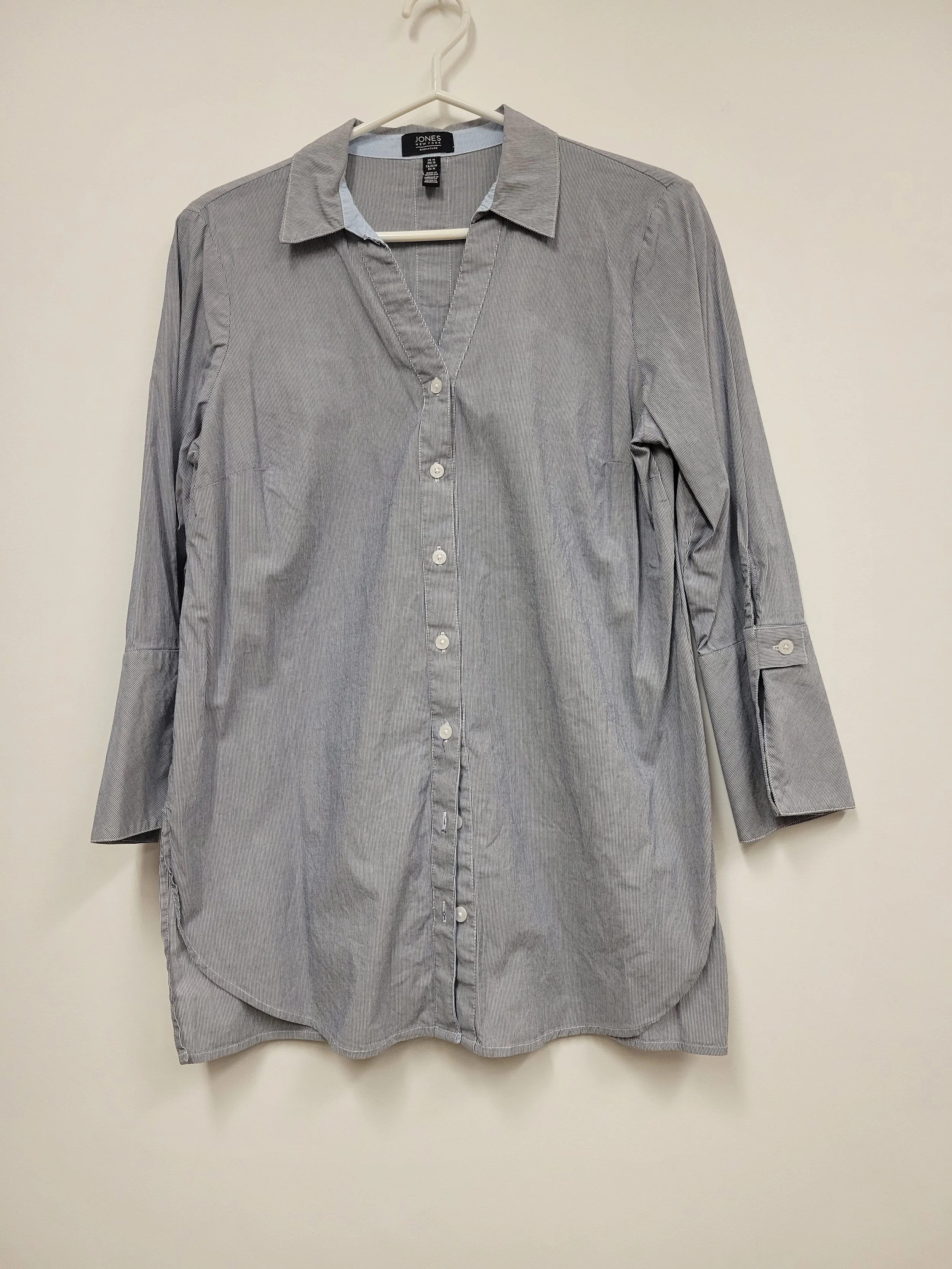 chemise mini-rayures blanc et gris, jones new york, M