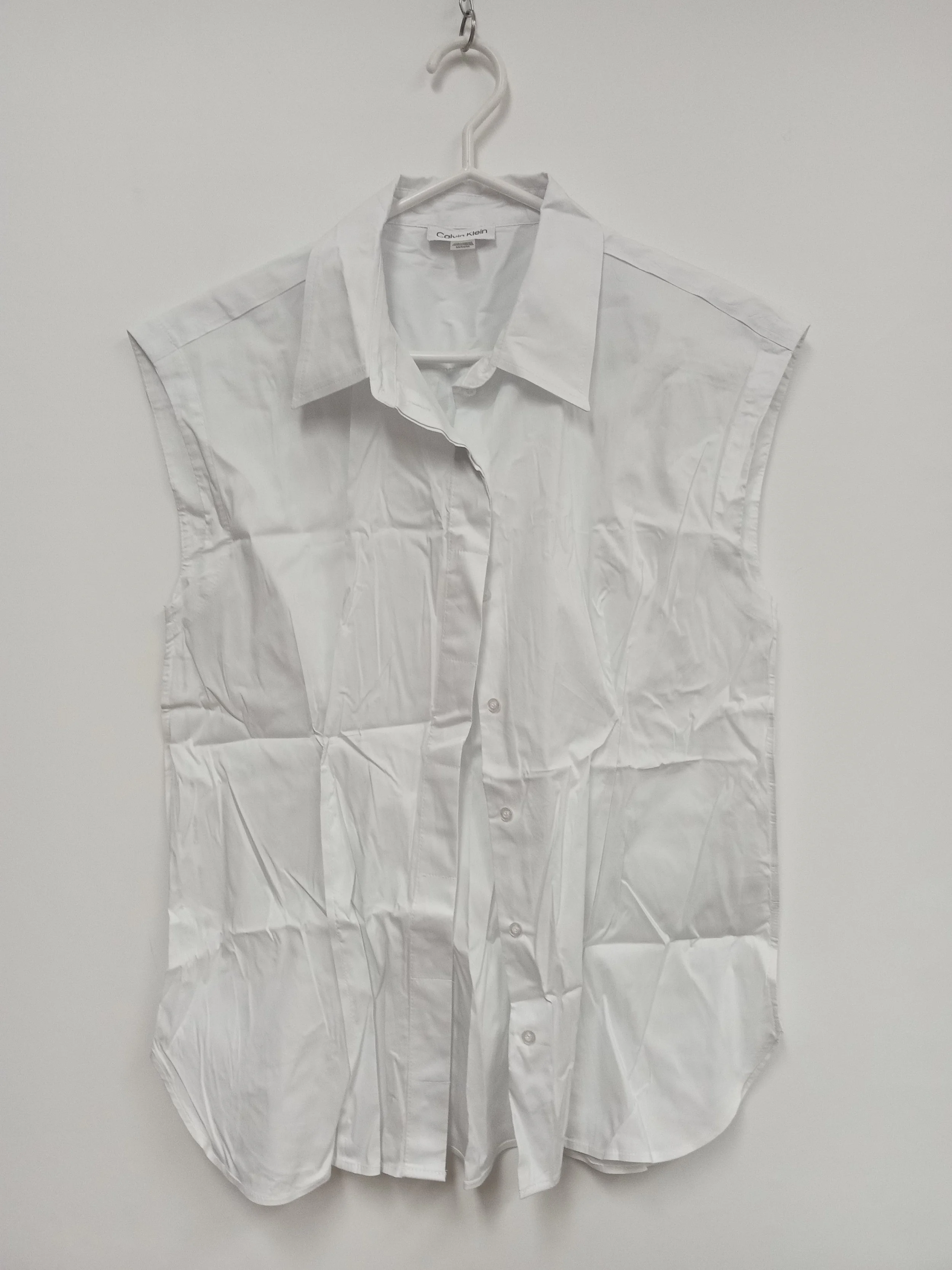 Blouse sans manche, blanche, coton, CALVIN KLEIN, M