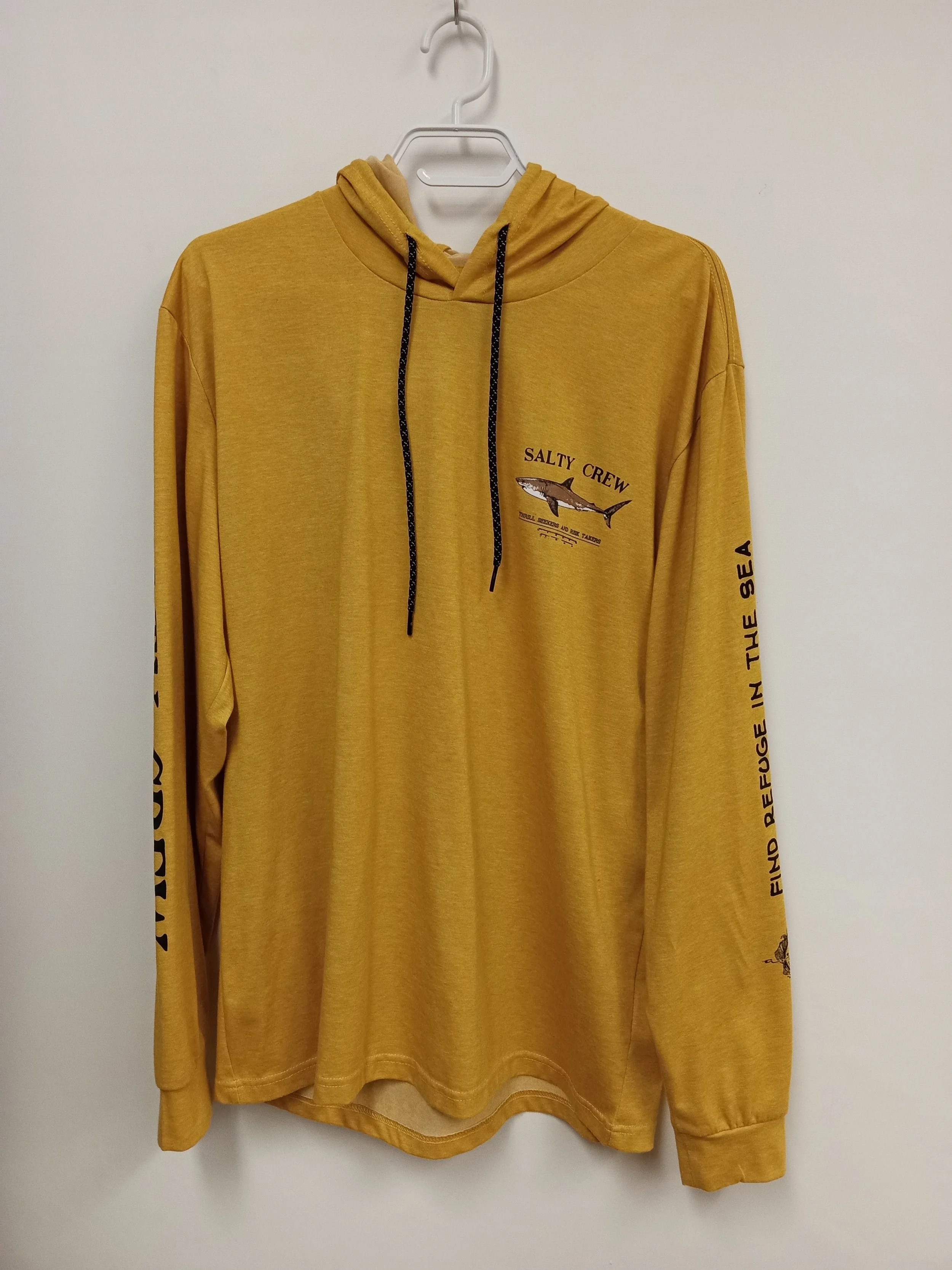 Coton ouaté mince, jaune graphique requin, Salty Crew, L