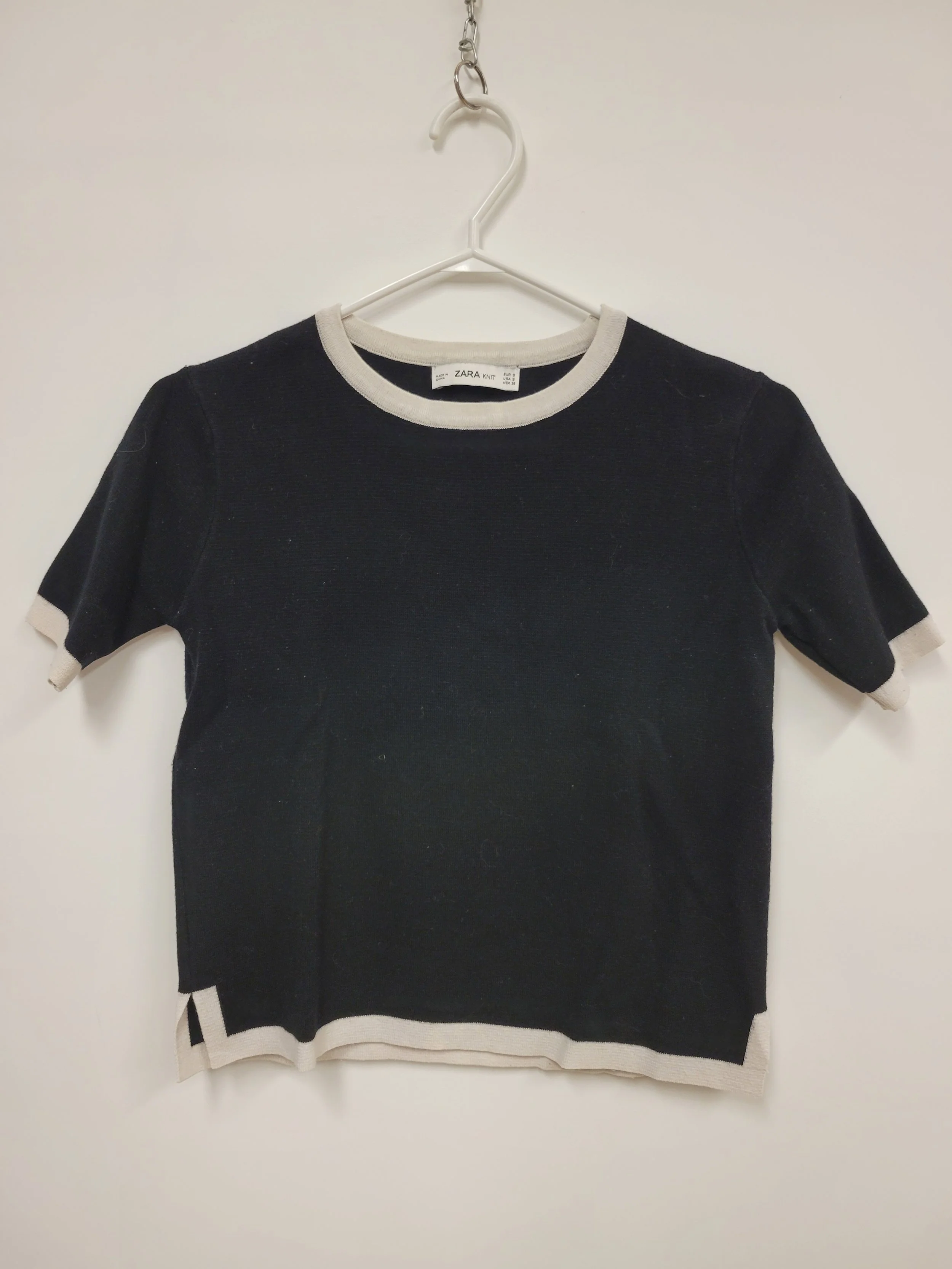 T-shirt en tricot, noir et blanc, Zara, S