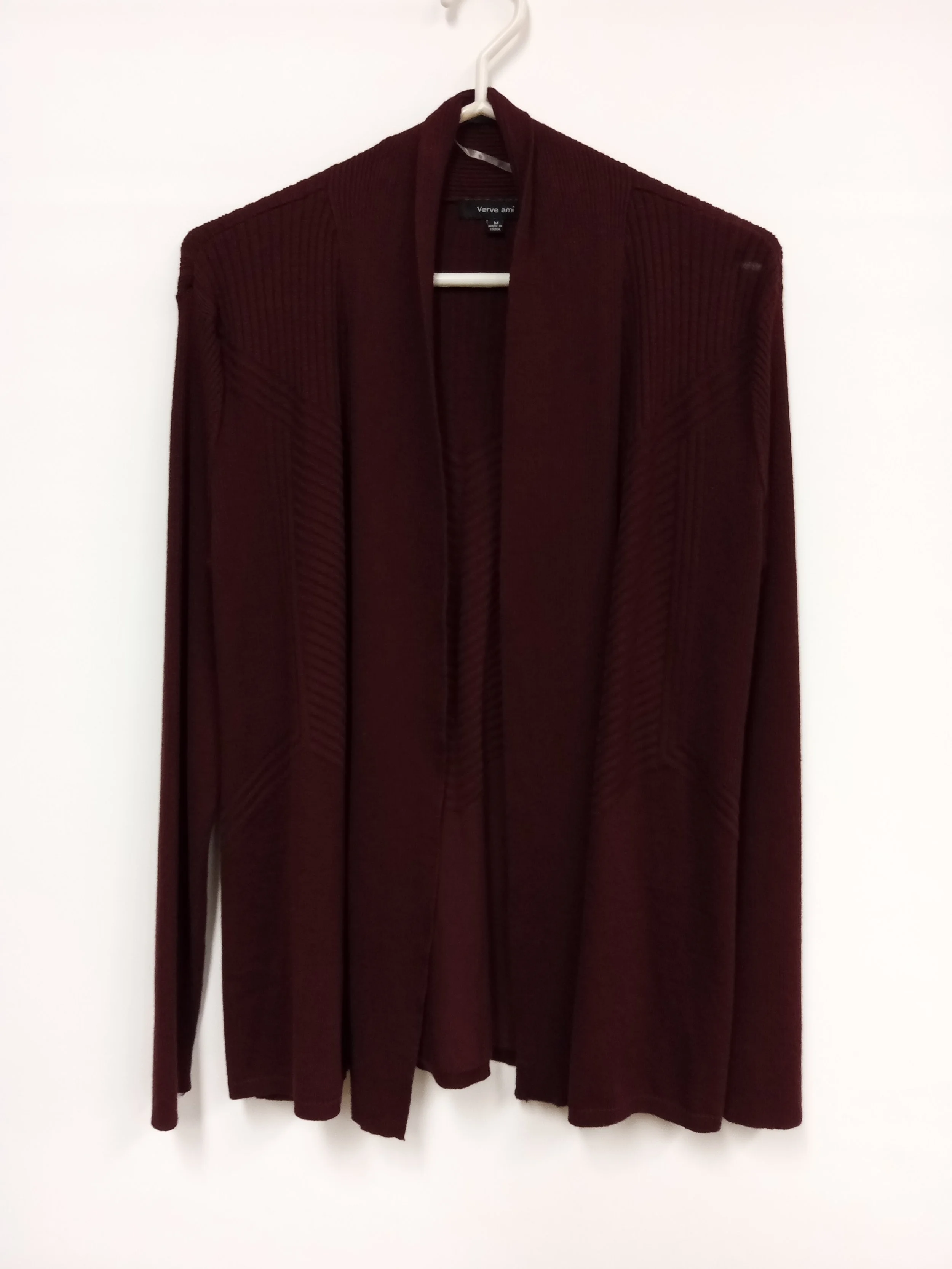 Veste brun pourpré, tricot fin, Verve Ami, M