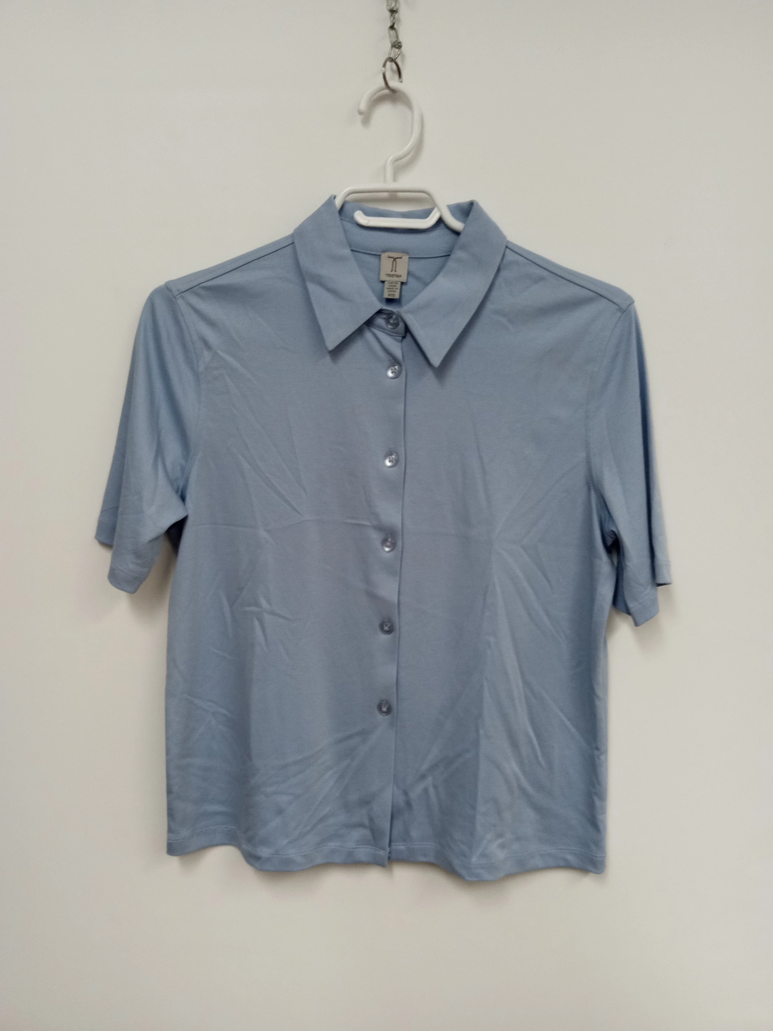 Haut bleu pâle, manche courte, 100% coton, Tristan, Taille S