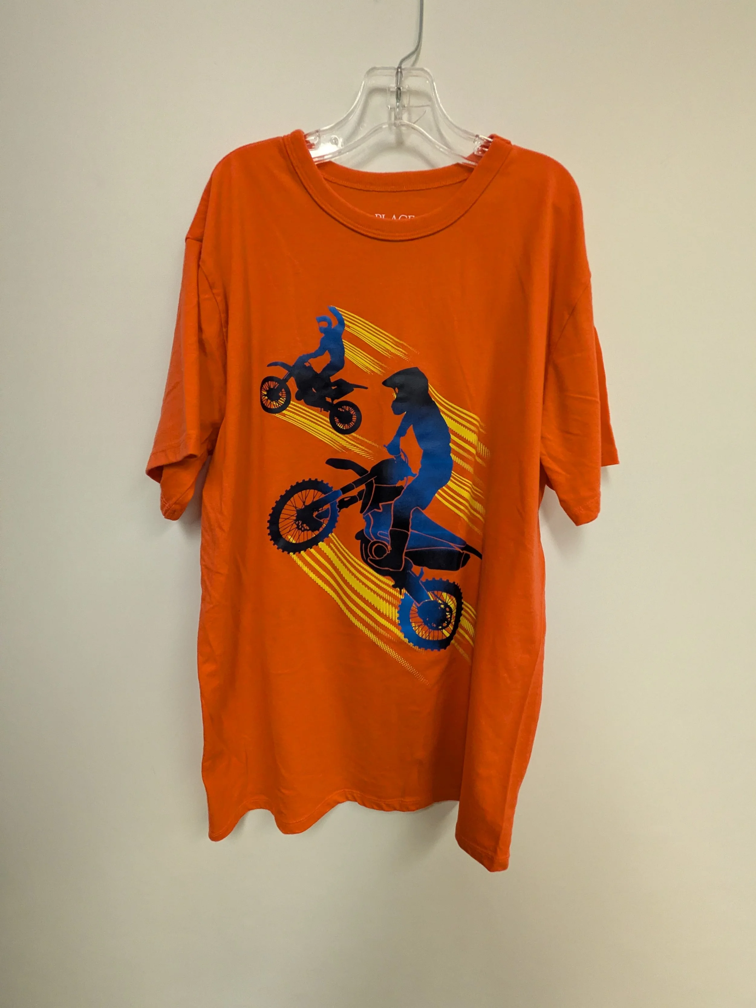 T-shirt orange motocross 60% coton, Place, XXL (16 ans)