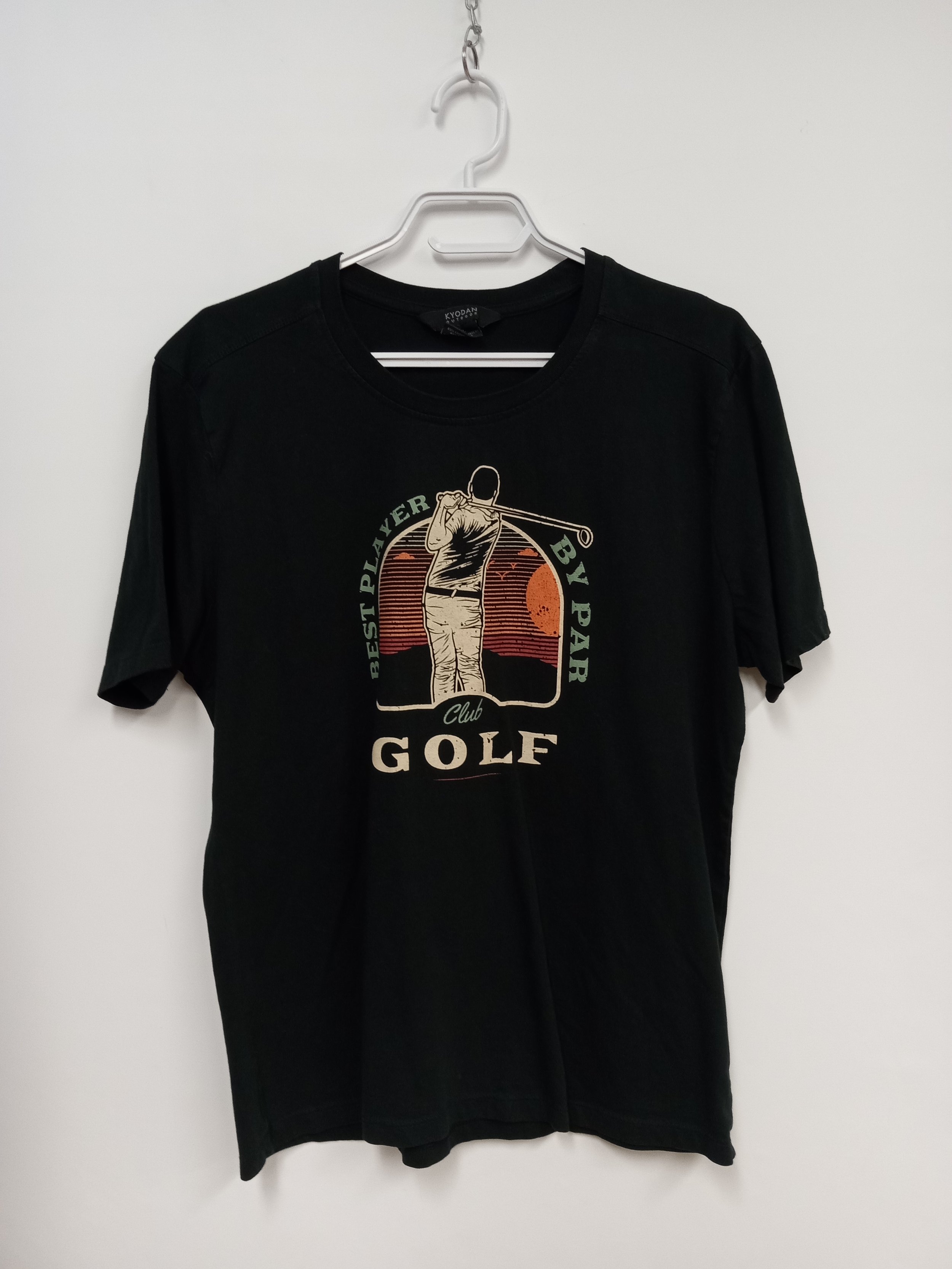 T-Shirt (Coton/Polyester), Noir avec logo de golf, KYODAN OUTDOOR, L