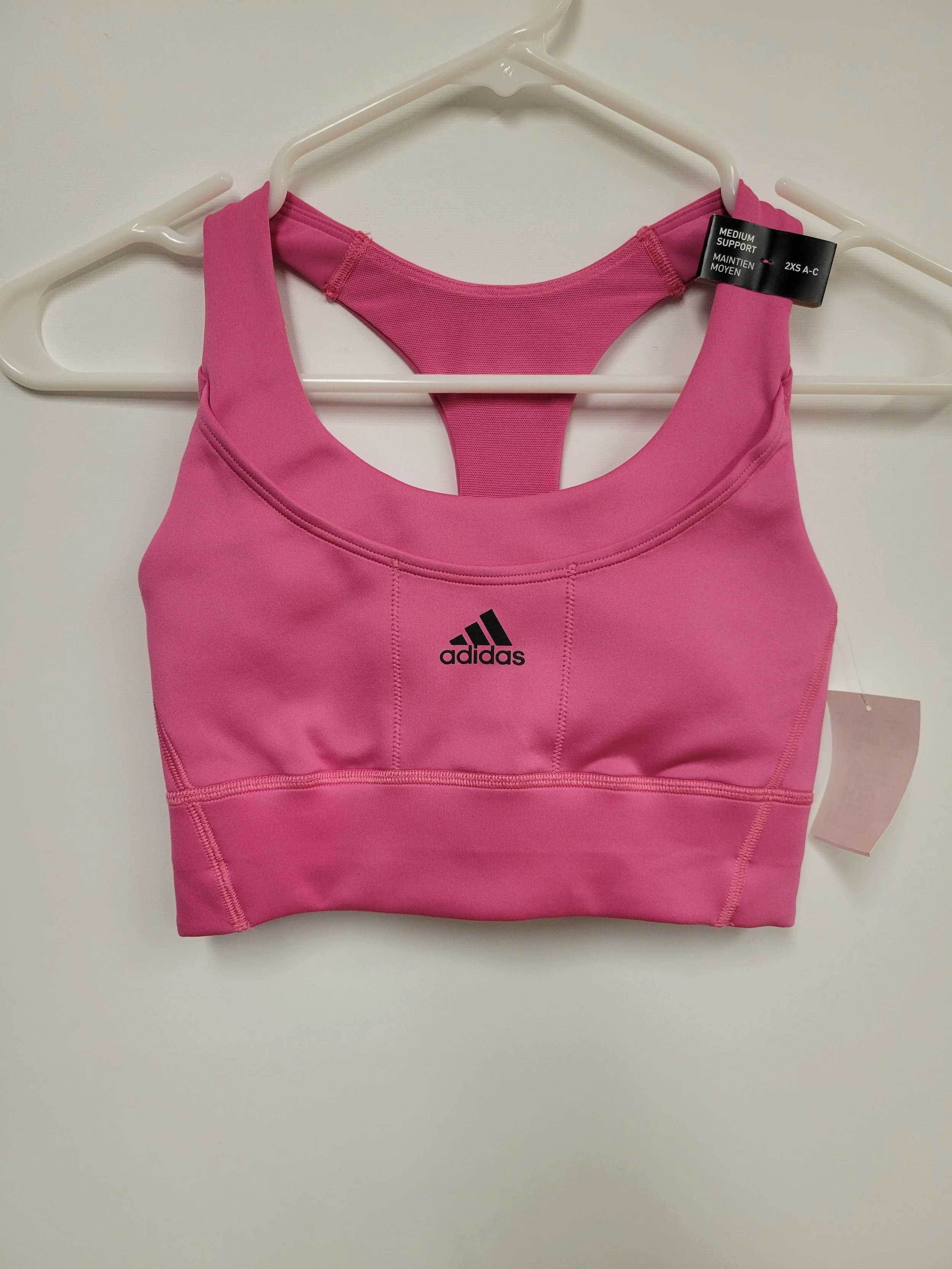 NEUF - Haut/soutien-gorge sport rose, Adidas, XS