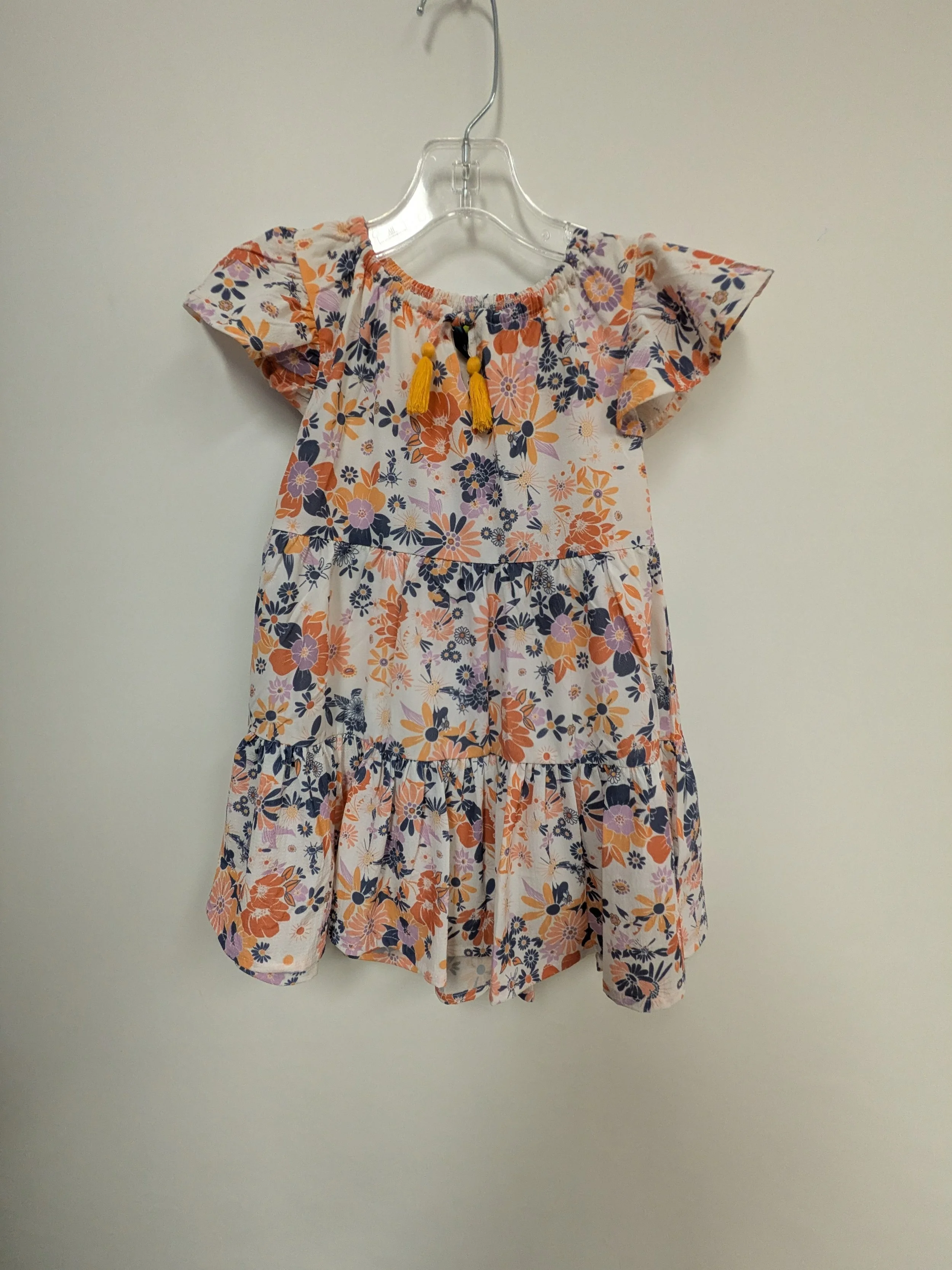 Robe blanche fleurie bleu et orange, 3 ans (98 cm)