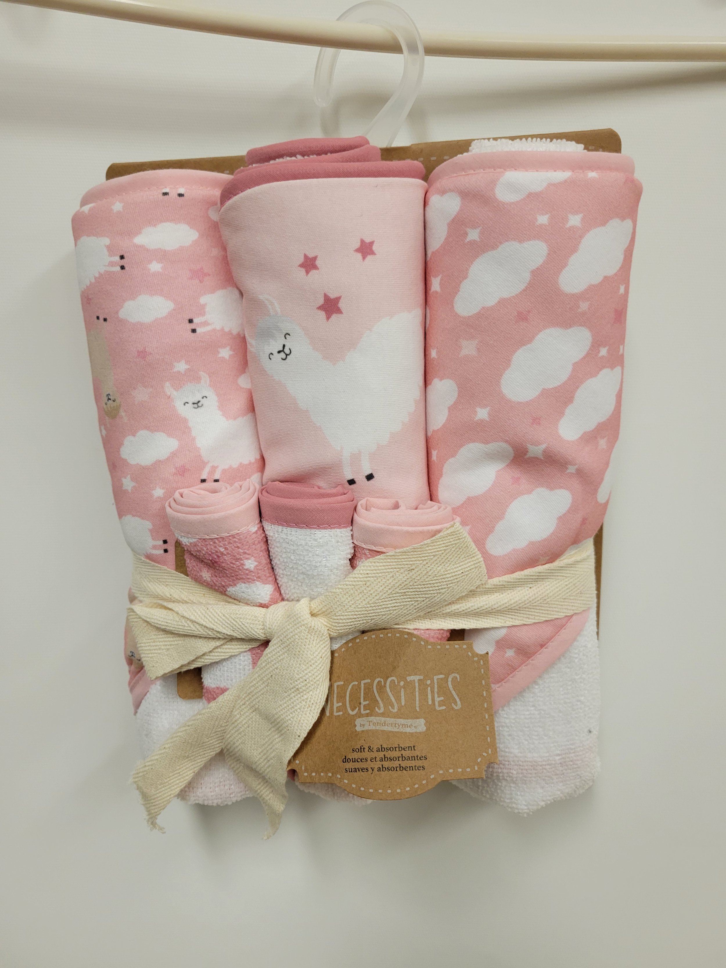 neuf - Lot de 3 couvertures de bain/3 débarbouillettes roses, Necessities