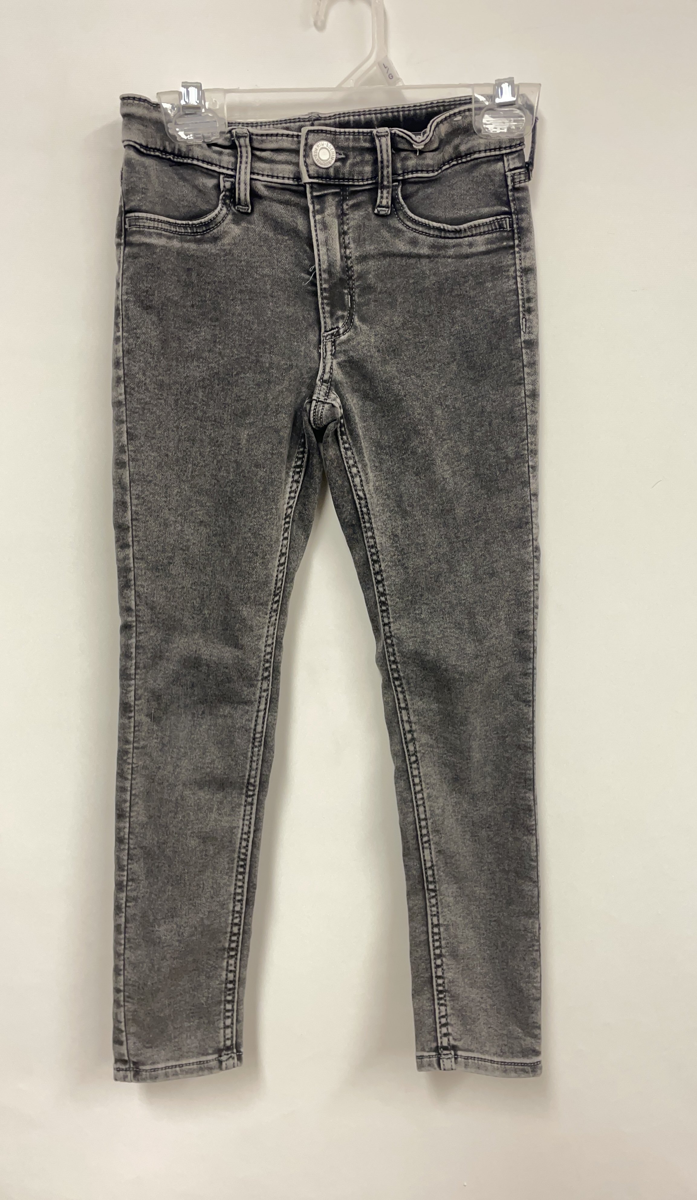 Jeans gris coupe moulante, H&M, taille ajustable, taille 6X.