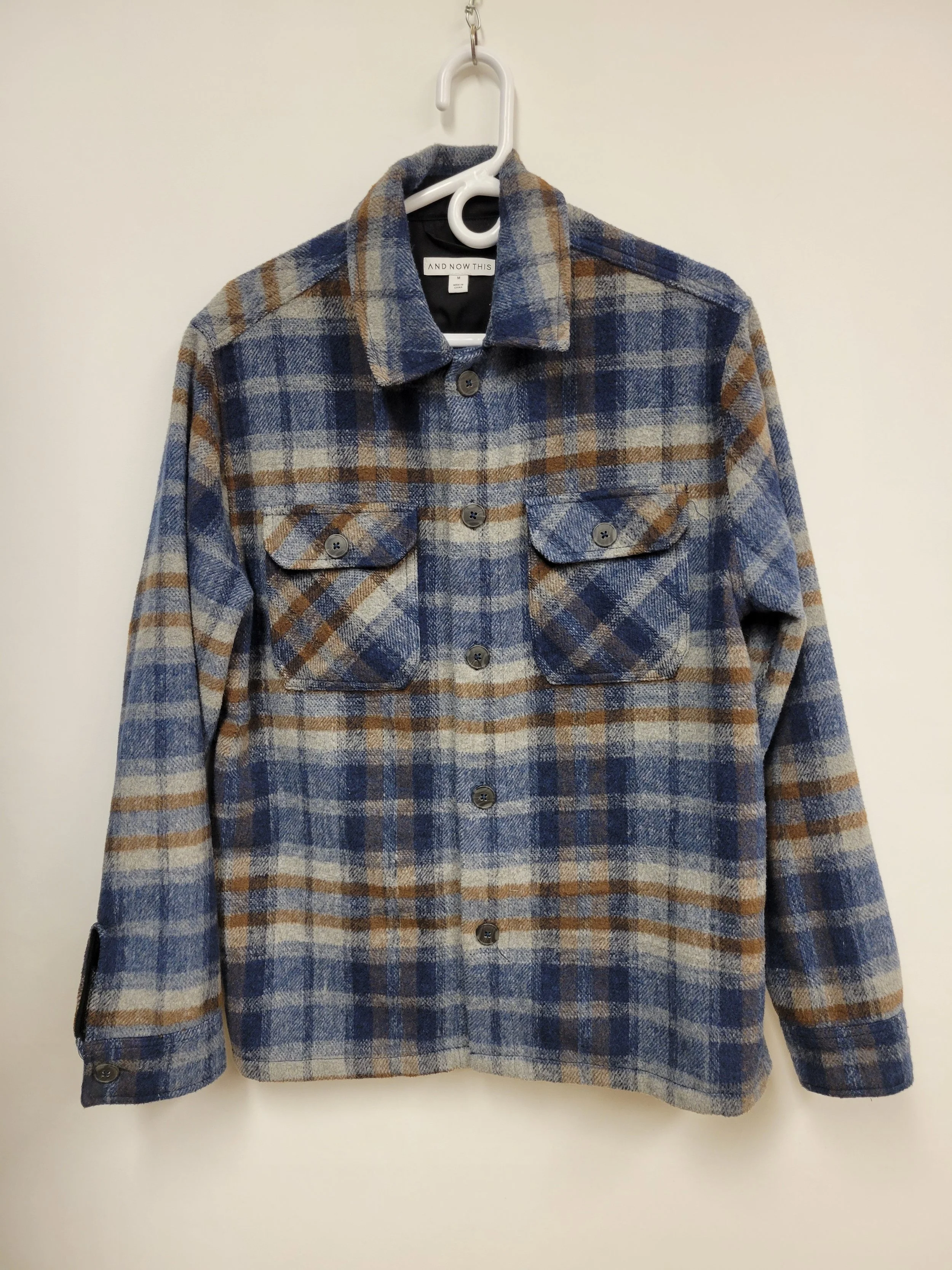 Surchemise épaisse à carreaux (printemps-automne), Bleu, gris et brun, AND NOW THIS, M