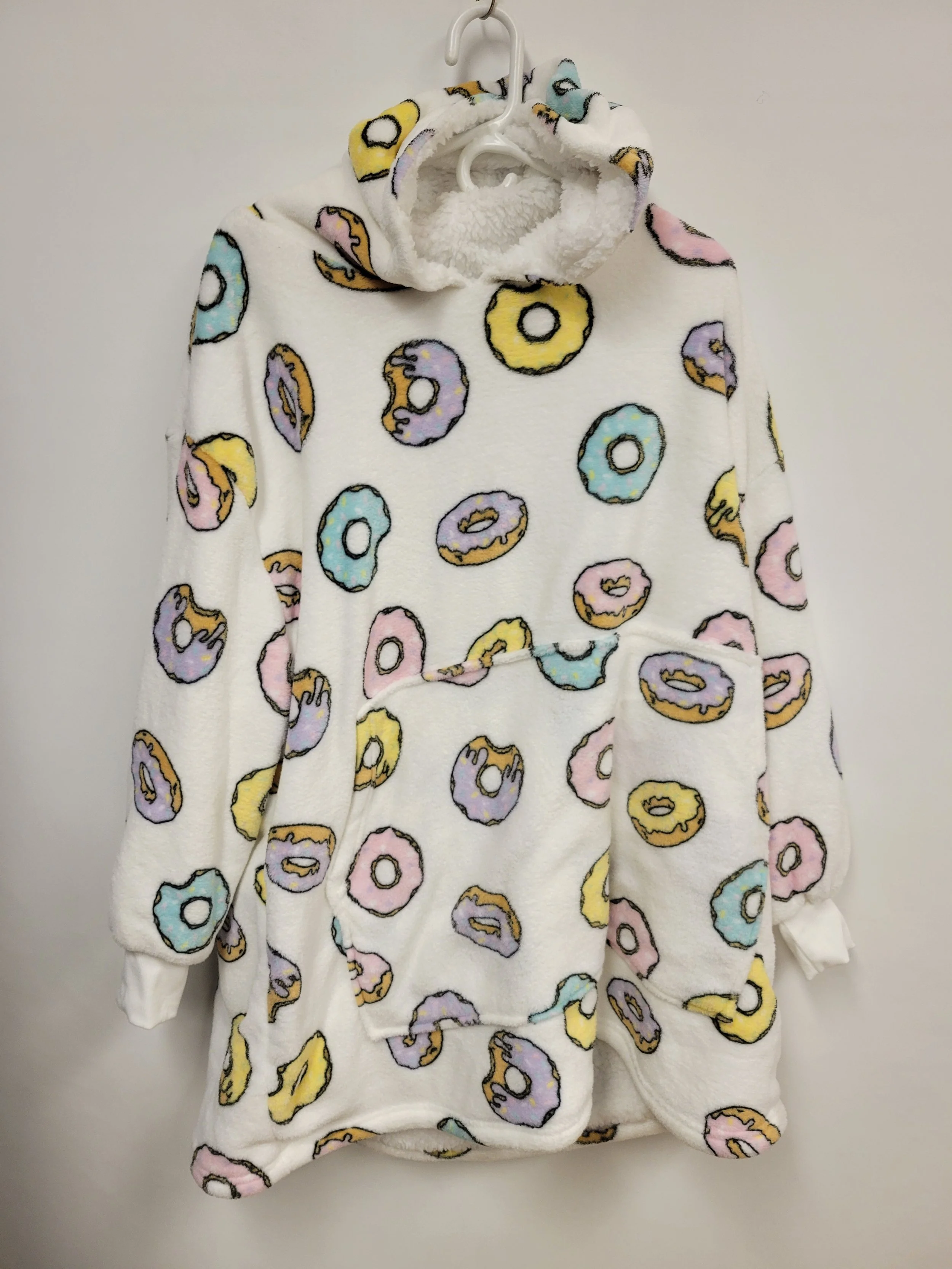 Hoodie en peluche blanc motif de beignes, Weekend Edition, M/L