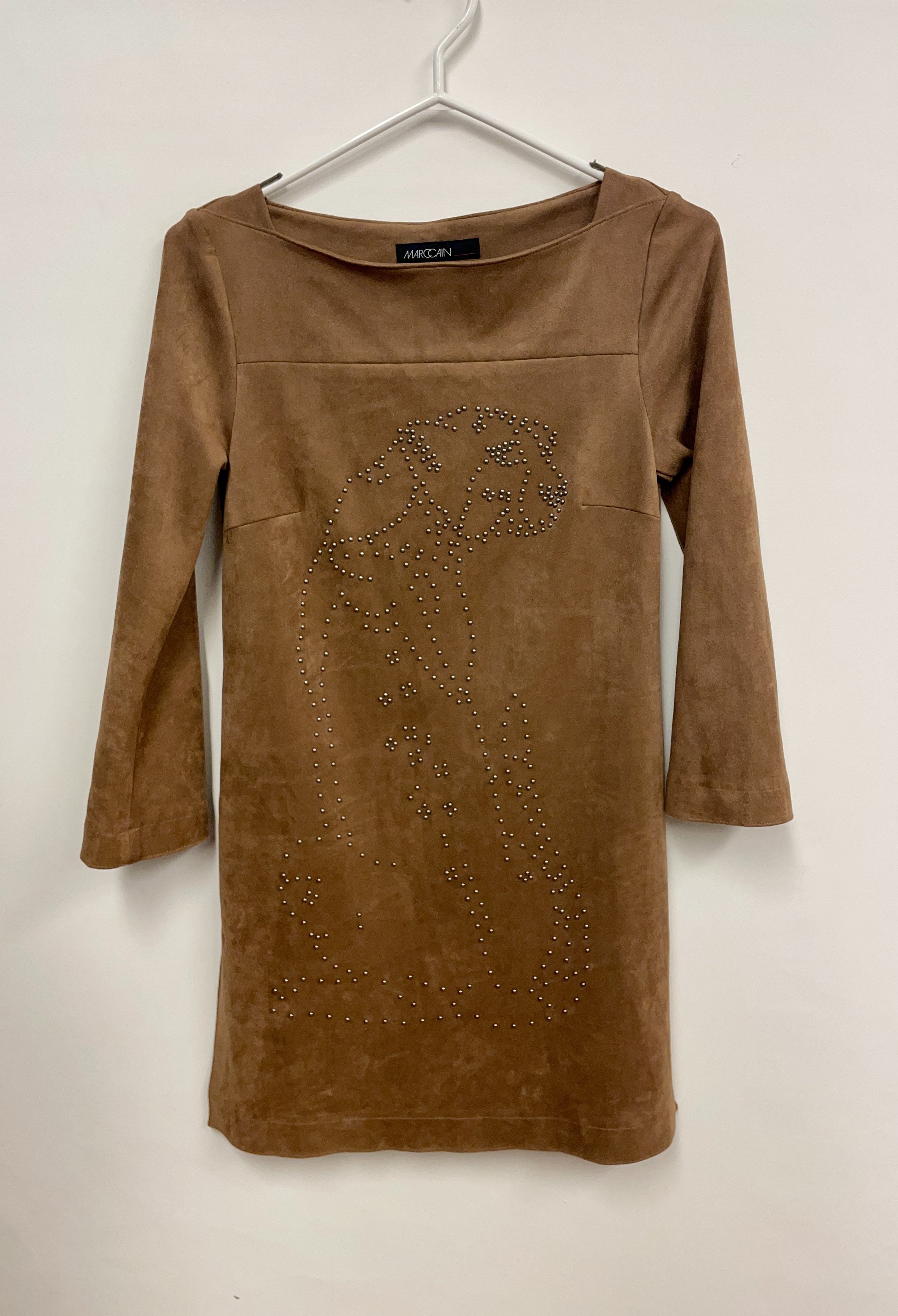 Robe en suèdine brun cognac, MARC CAIN, taille 1 (XS)