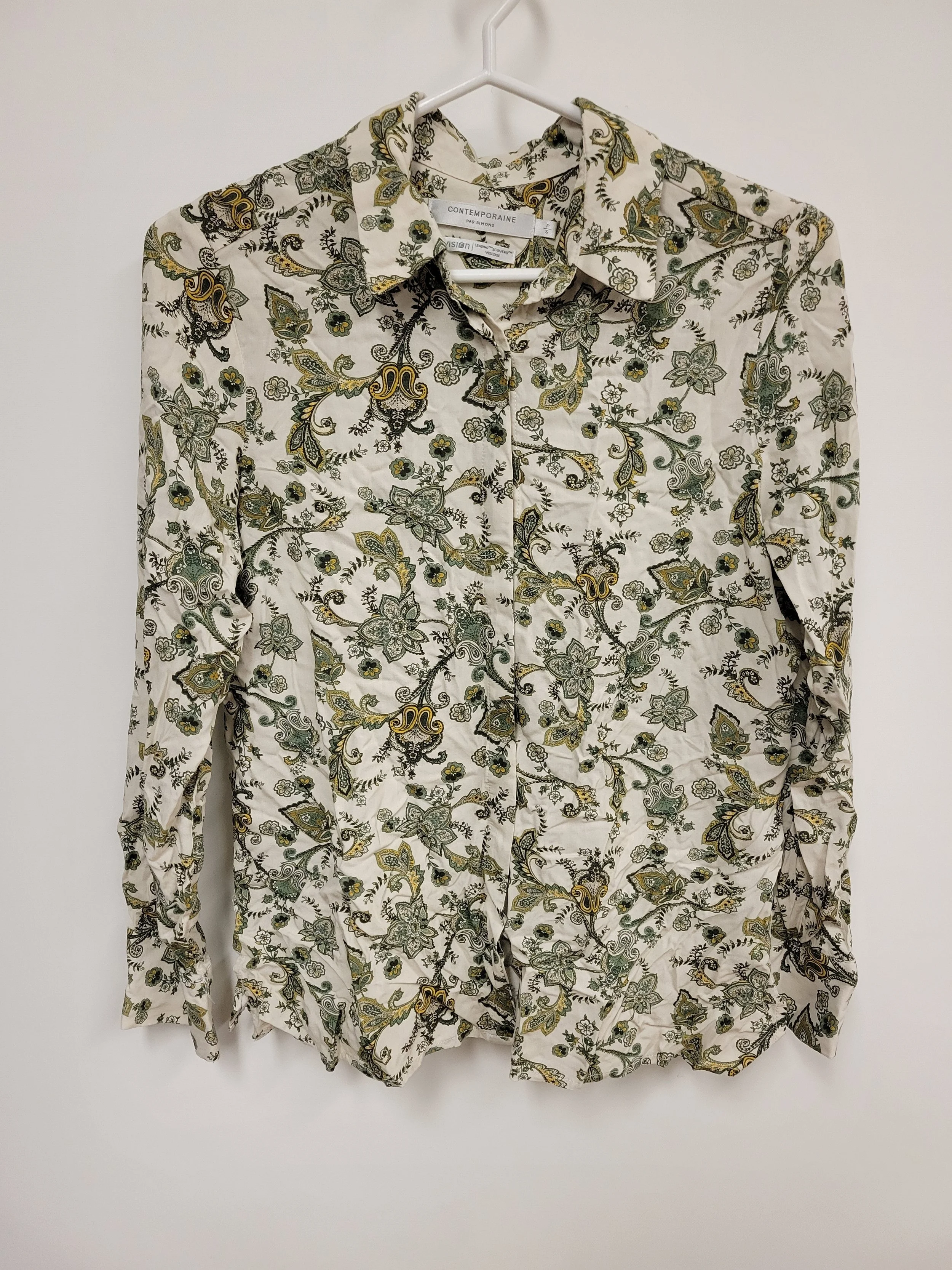 Chemise à motif paisley vert, Contemporaine par Simons, S